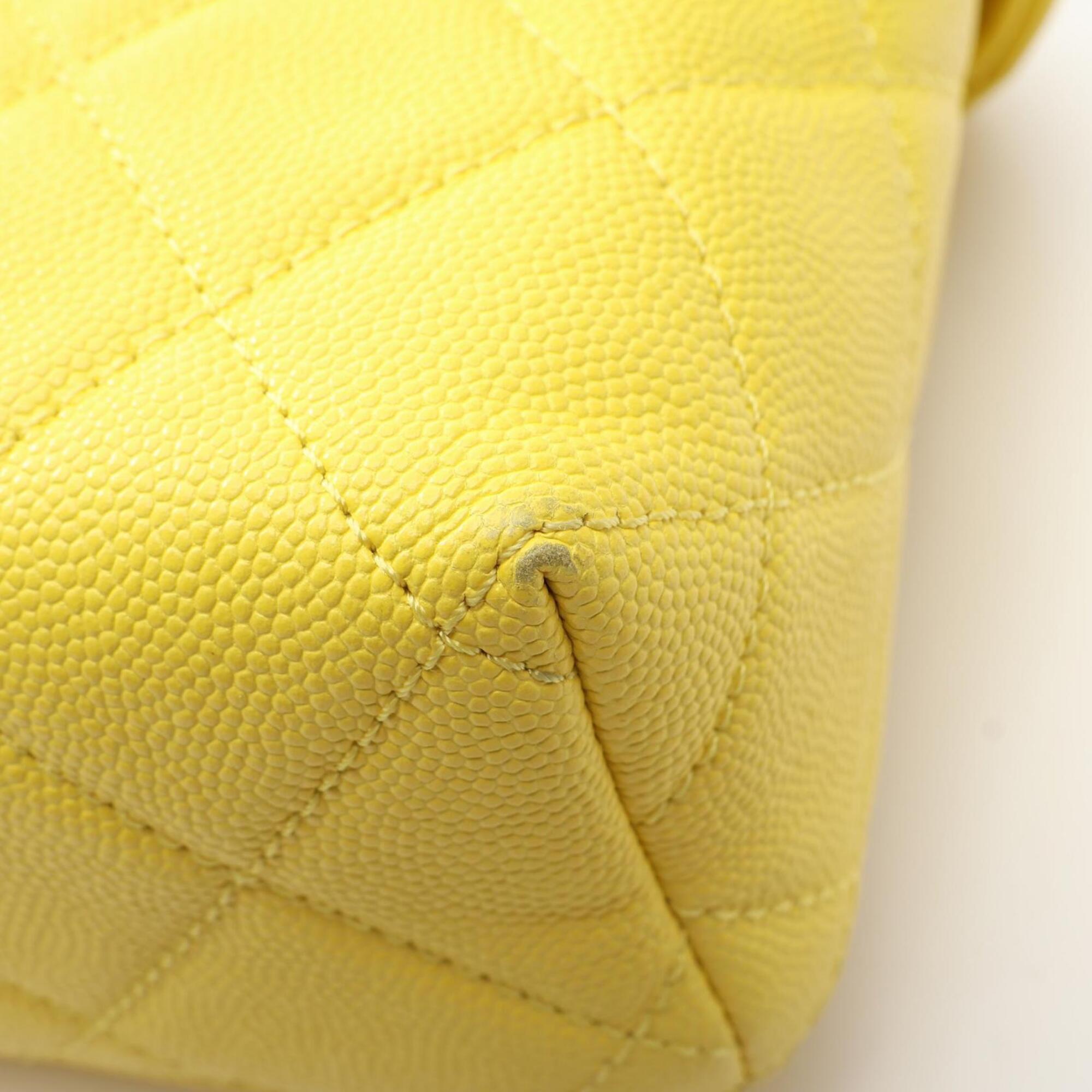 Chanel Yellow Grained Calfskin Handbag Shoulder Bag Vanity Bag (Pre-Owned)