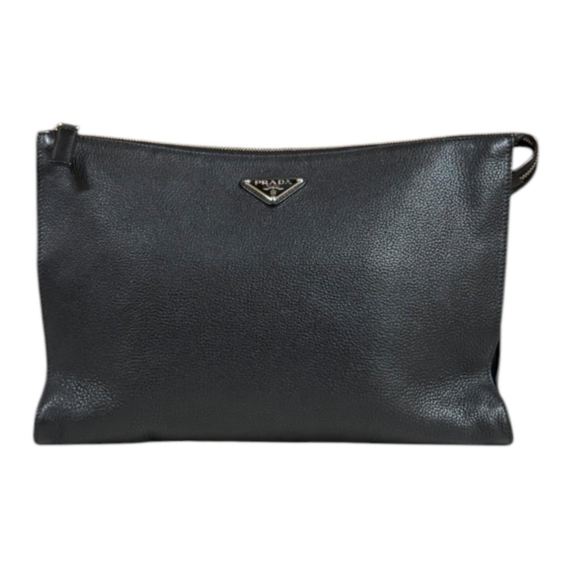 Prada Black Leather Clutch Bag (Pre-Owned)