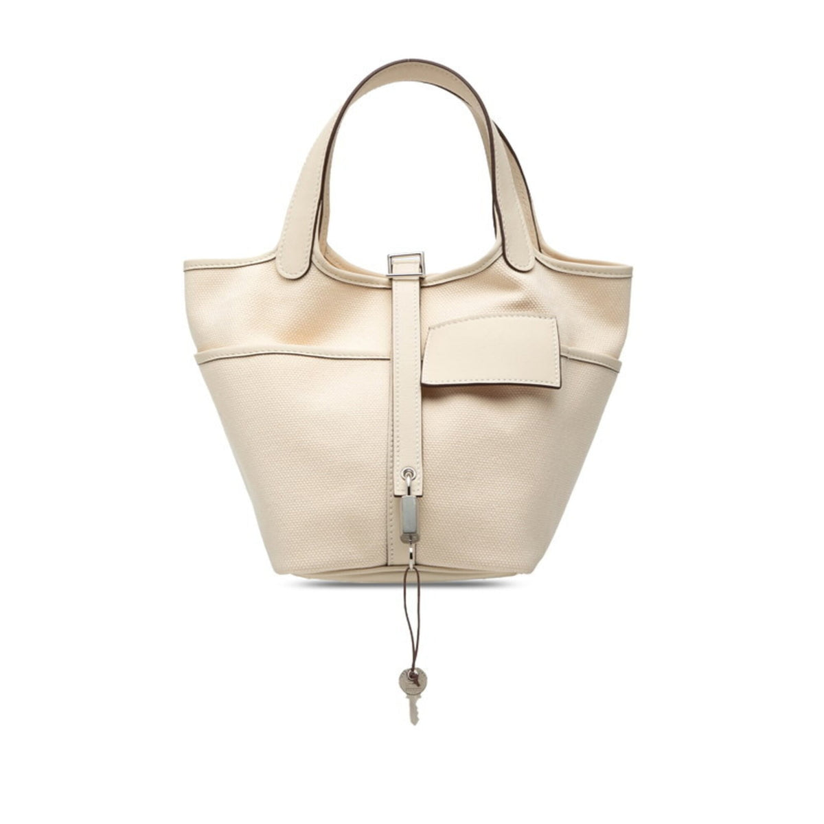 Hermes Picotin White Toile H Swift Leather Handbag (Pre-Owned)