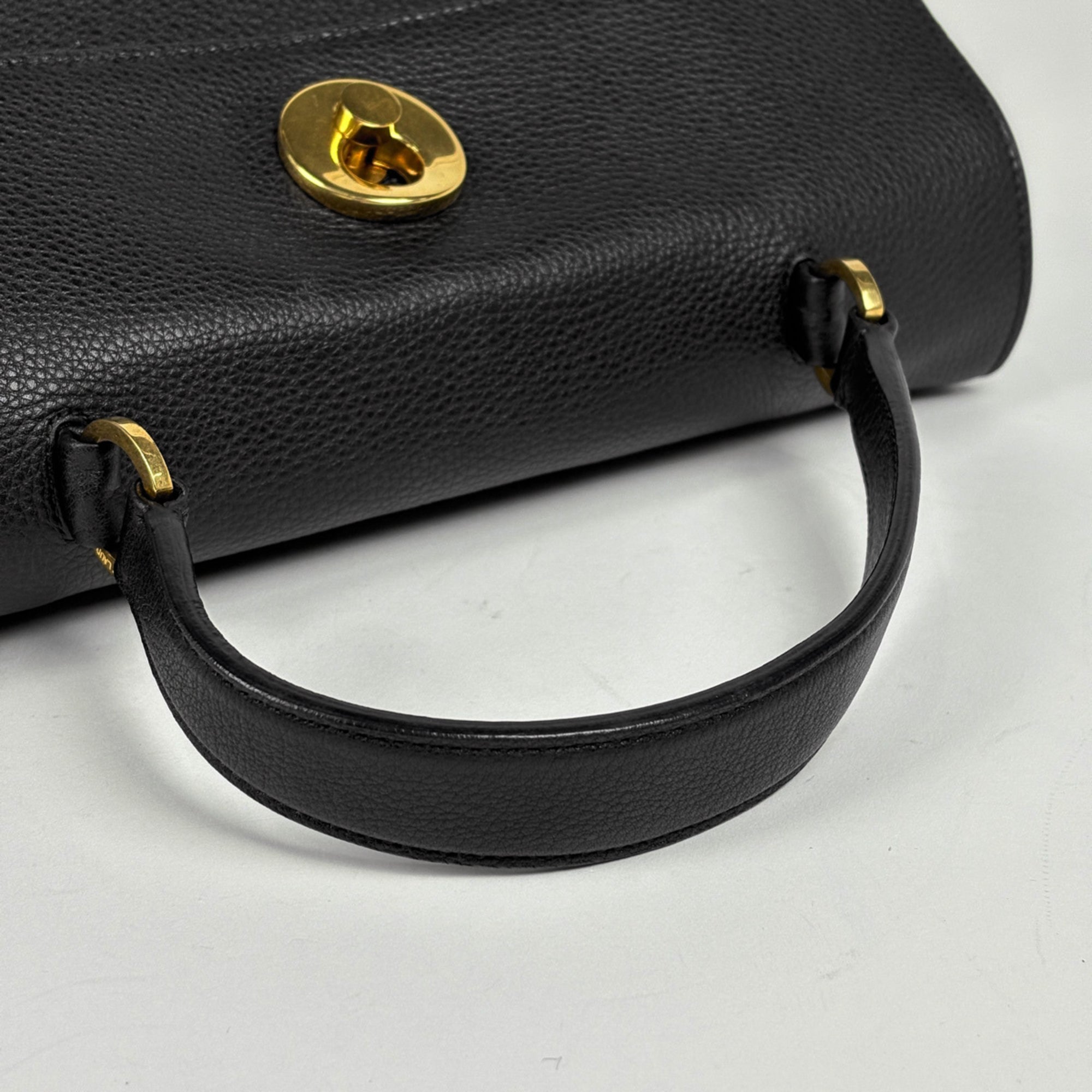 Saint Laurent Black Leather Canvas Handbag (Pre-Owned)