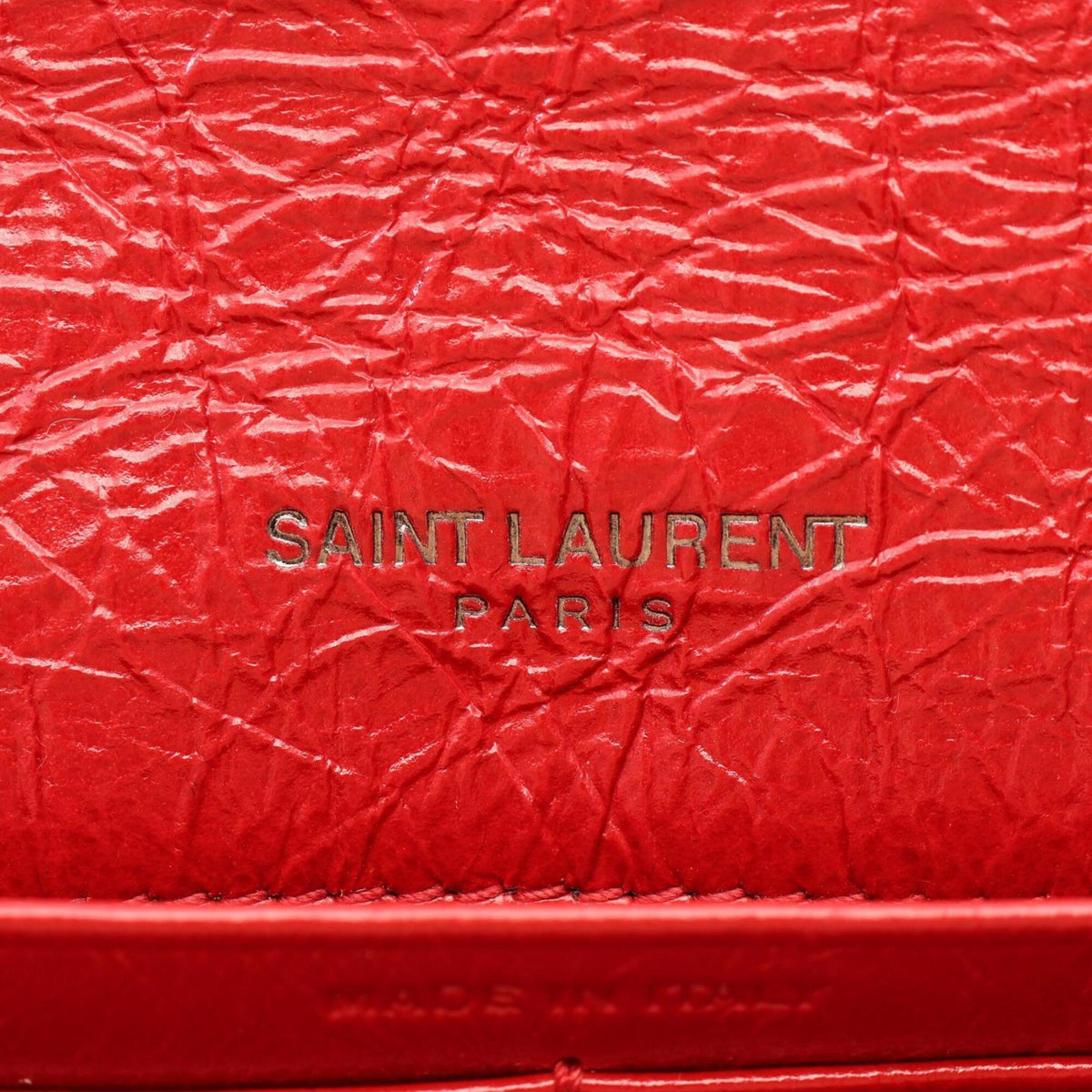 Yves Saint Laurent Red Color Leather Long Wallet (Bi-Fold) (Pre-Owned)