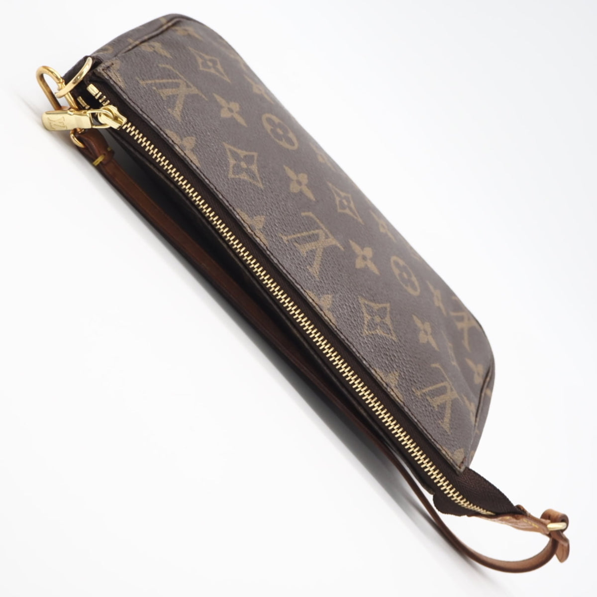 Louis Vuitton Monogram Beige Brown Coated Canvas Leather Handbag Pochette (Pre-Owned)