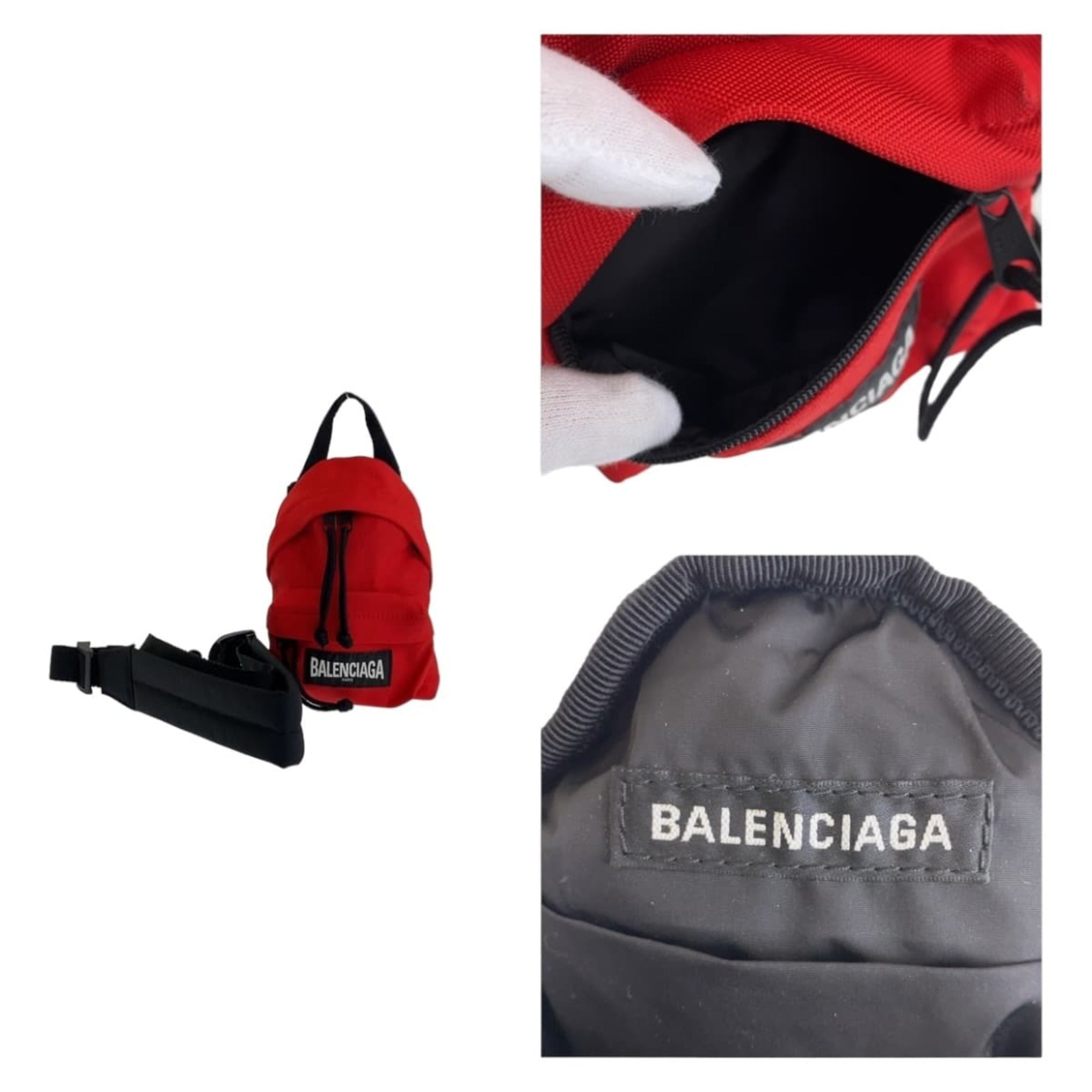 Balenciaga Black Red Color Nylon Pochette Shoulder Bag (Pre-Owned)