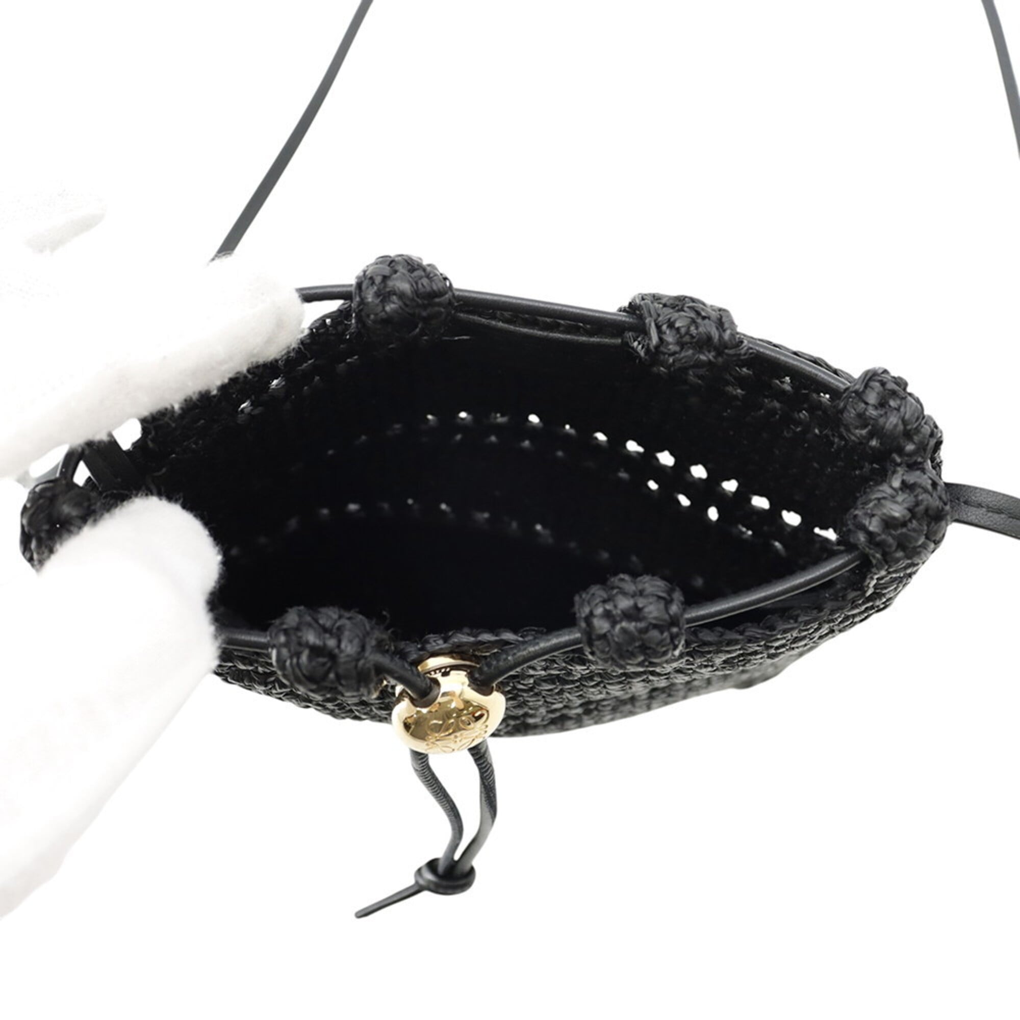 Loewe Black Raffia Handbag Shoulder Bag (Pre-Owned)