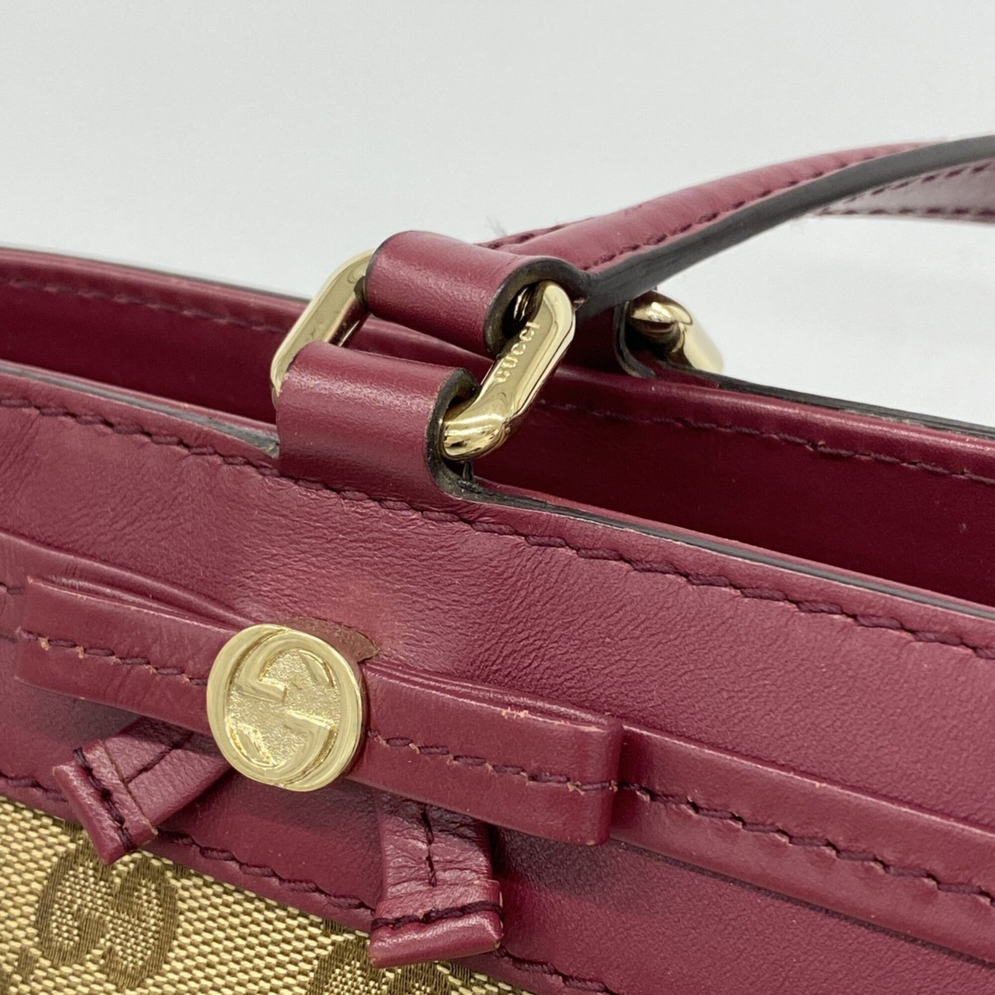 Gucci Bordeaux Brown Canvas Tote Bag (Pre-Owned)
