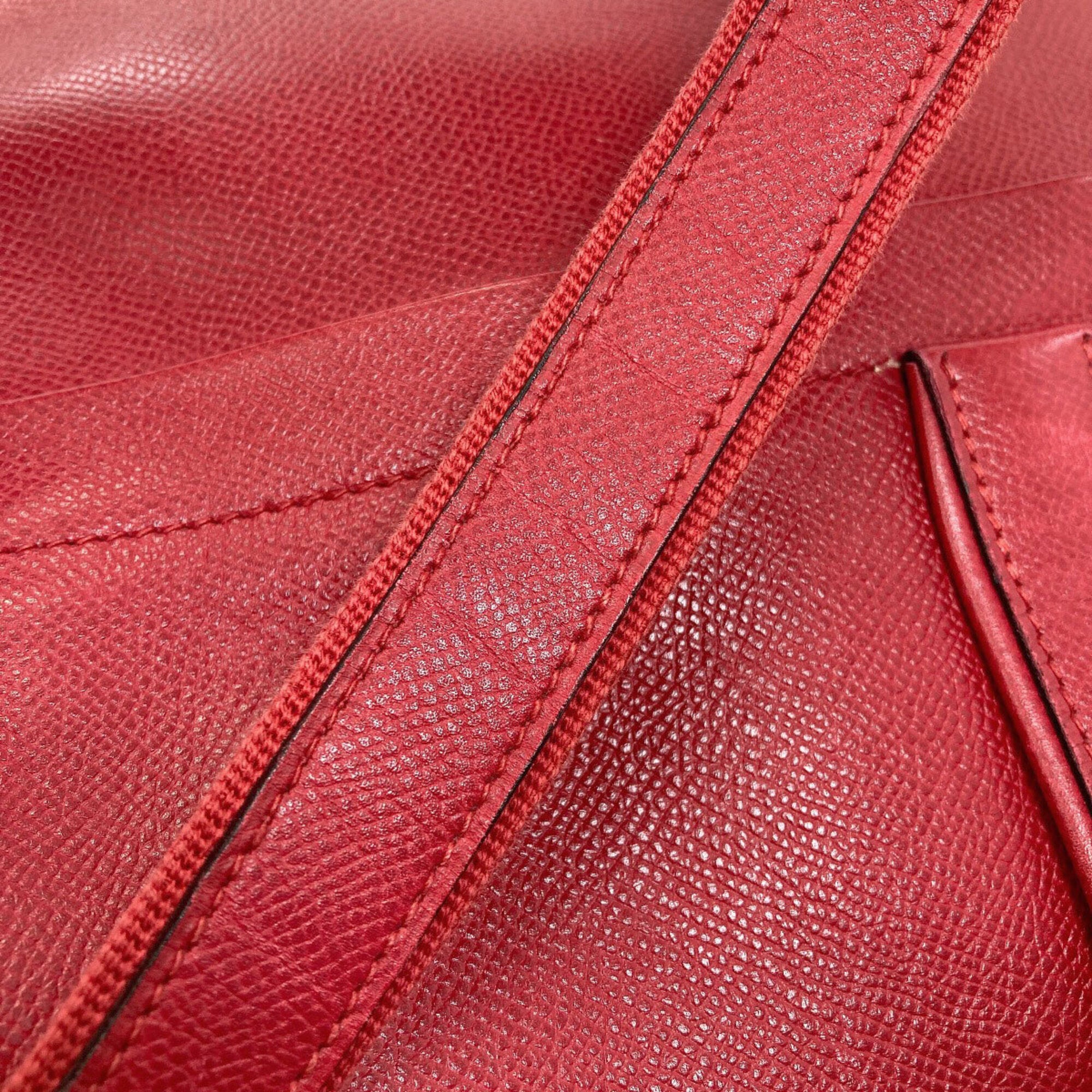 Hermes Red Color Courchevel Leather Shoulder Bag (Pre-Owned)