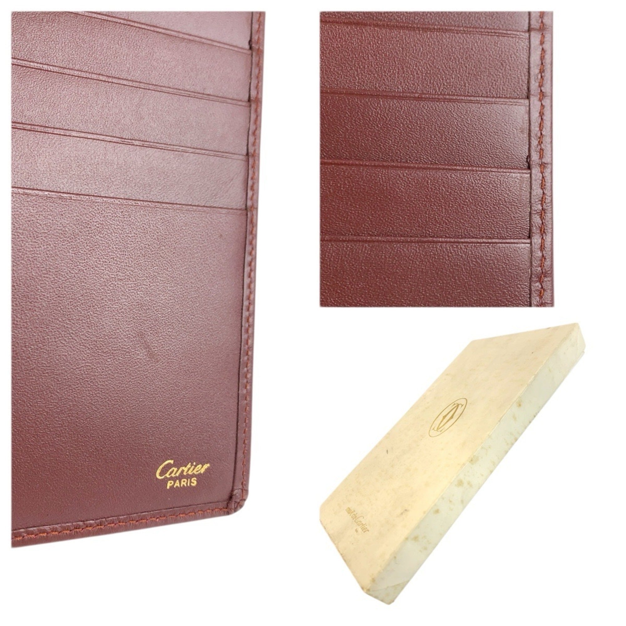 Cartier Bordeaux Leather Long Bill Wallet (Bi-Fold) (Pre-Owned)