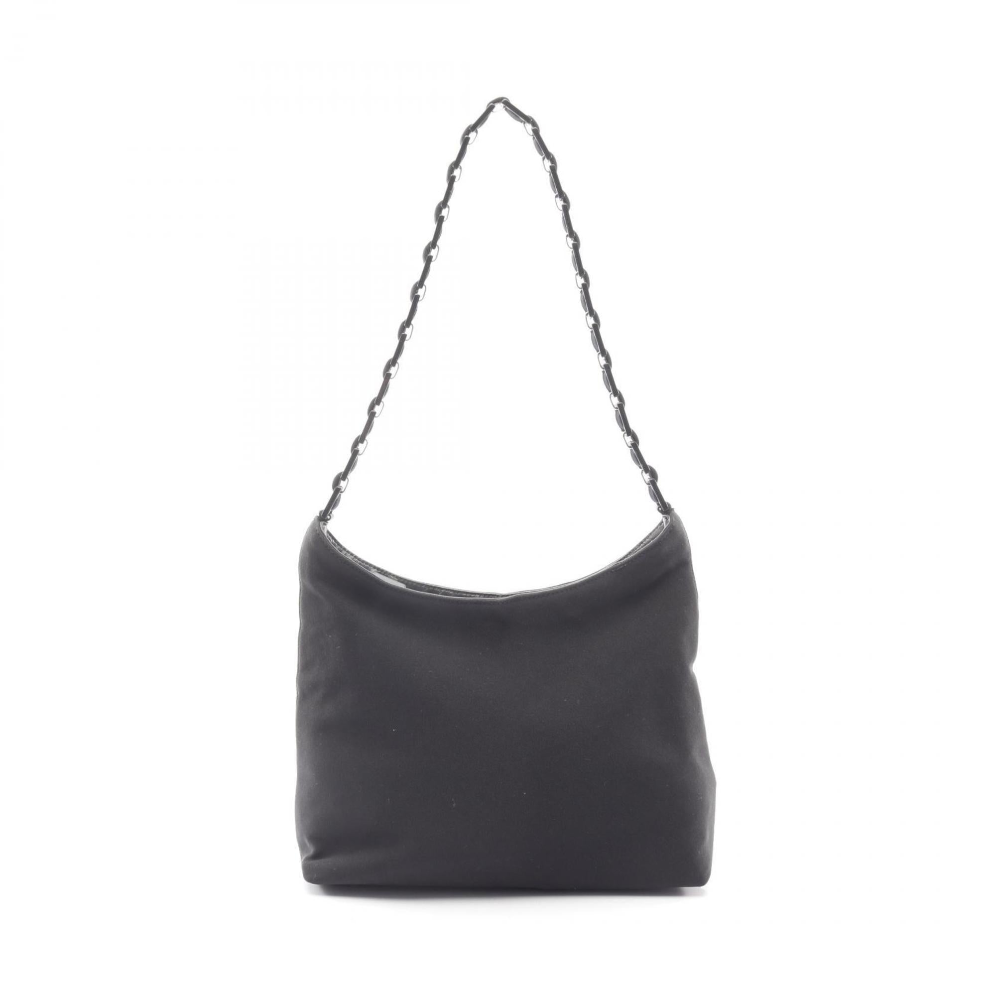Salvatore Ferragamo Black Canvas Leather Shoulder Bag (Pre-Owned)