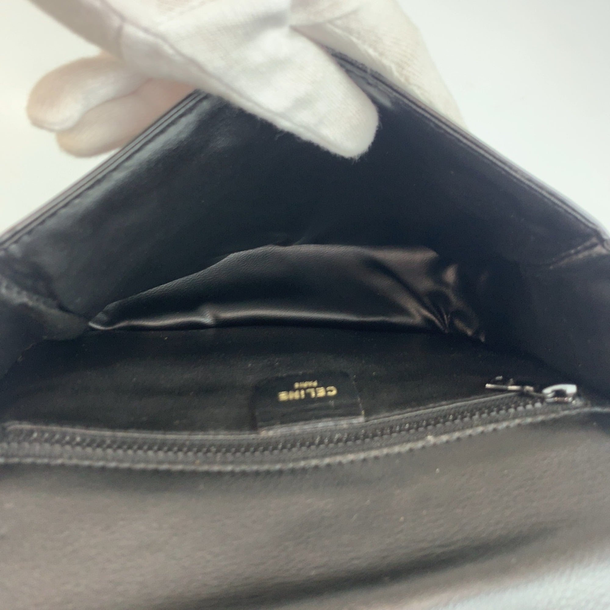 Celine Black Brown Leather Pochette Shoulder Bag (Pre-Owned)