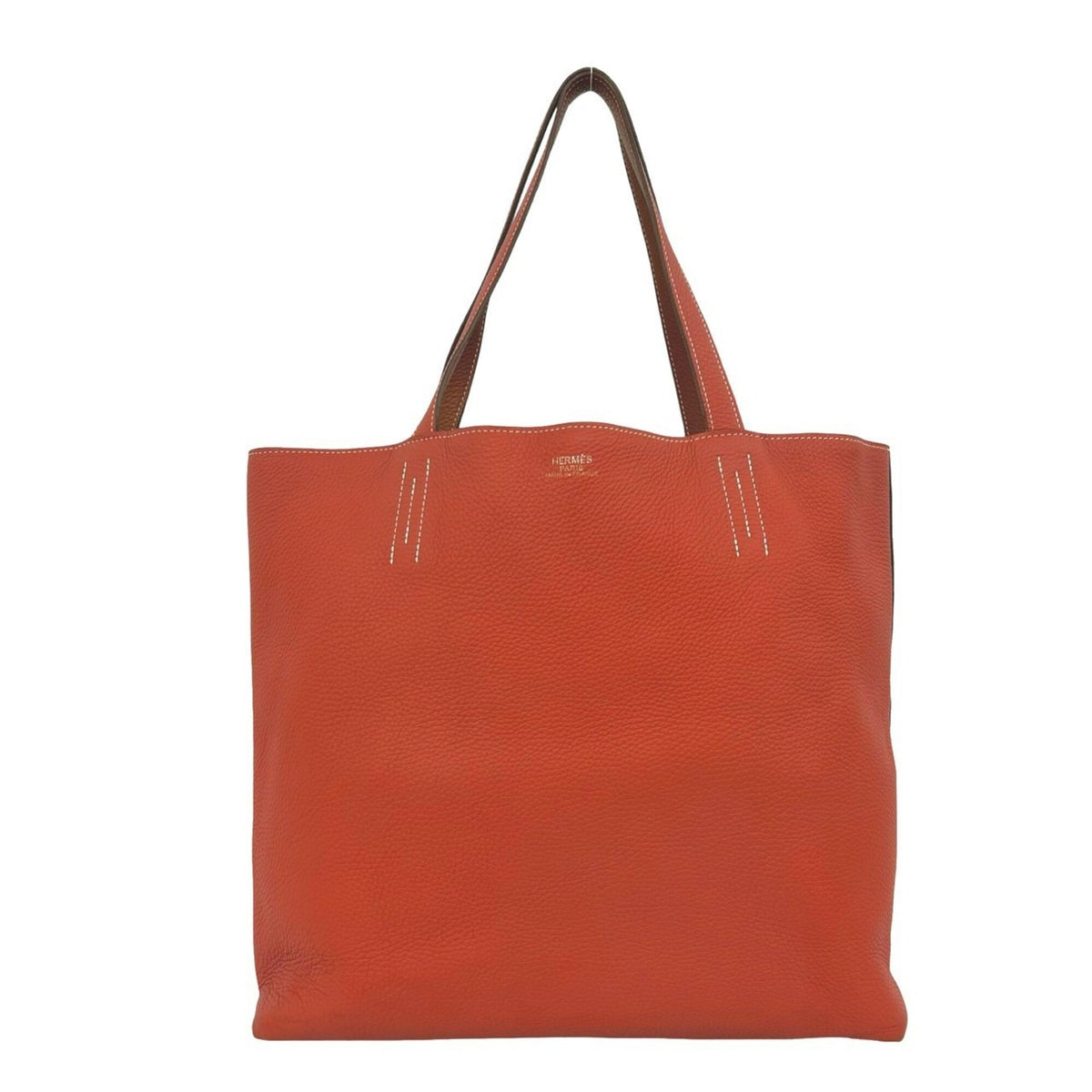 Hermes Brown Orange Taurillon Clemence Leather Tote Bag (Pre-Owned)