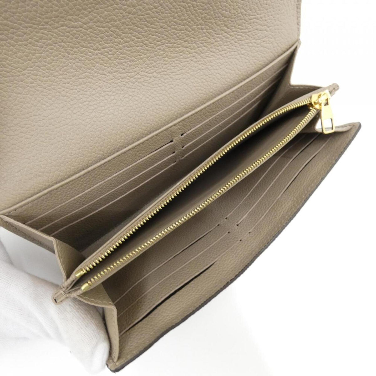 Louis Vuitton Monogram Empreinte Beige Tourterelle Leather Long Wallet (Bi-Fold) (Pre-Owned)