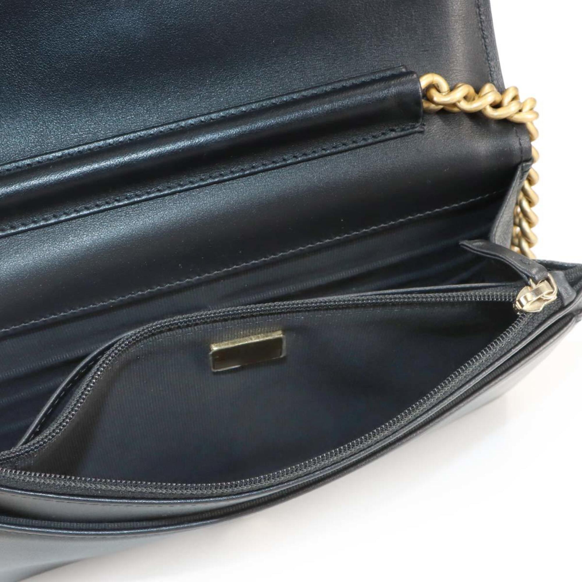 Chanel Black Grained Calfskin Chain/Shoulder Wallet (Pre-Owned)