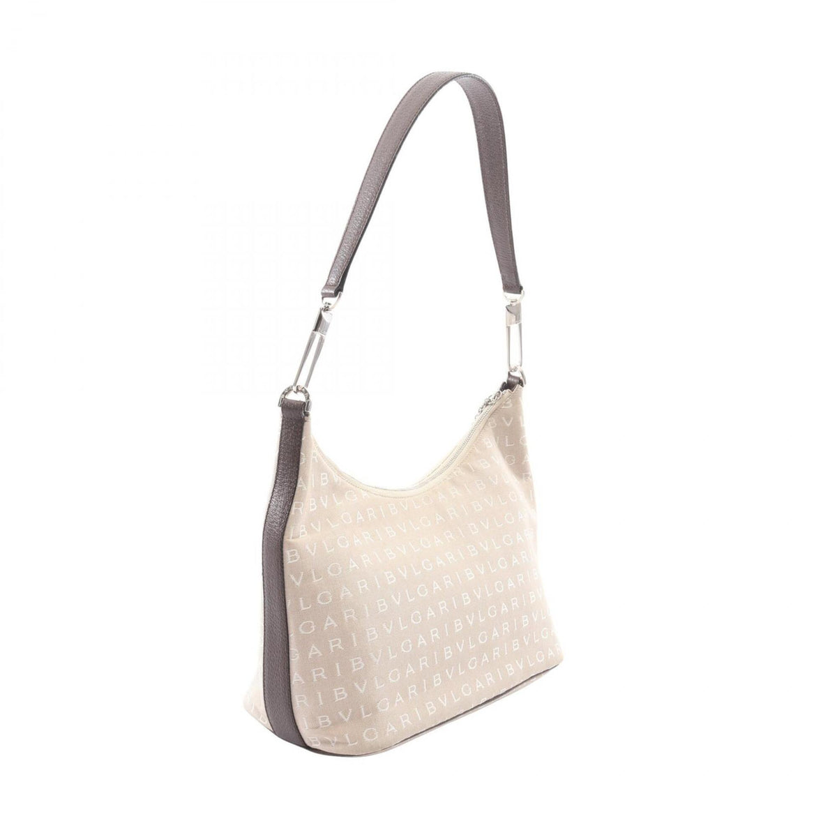 Bvlgari Beige Brown Canvas Leather Handbag Shoulder Bag (Pre-Owned)