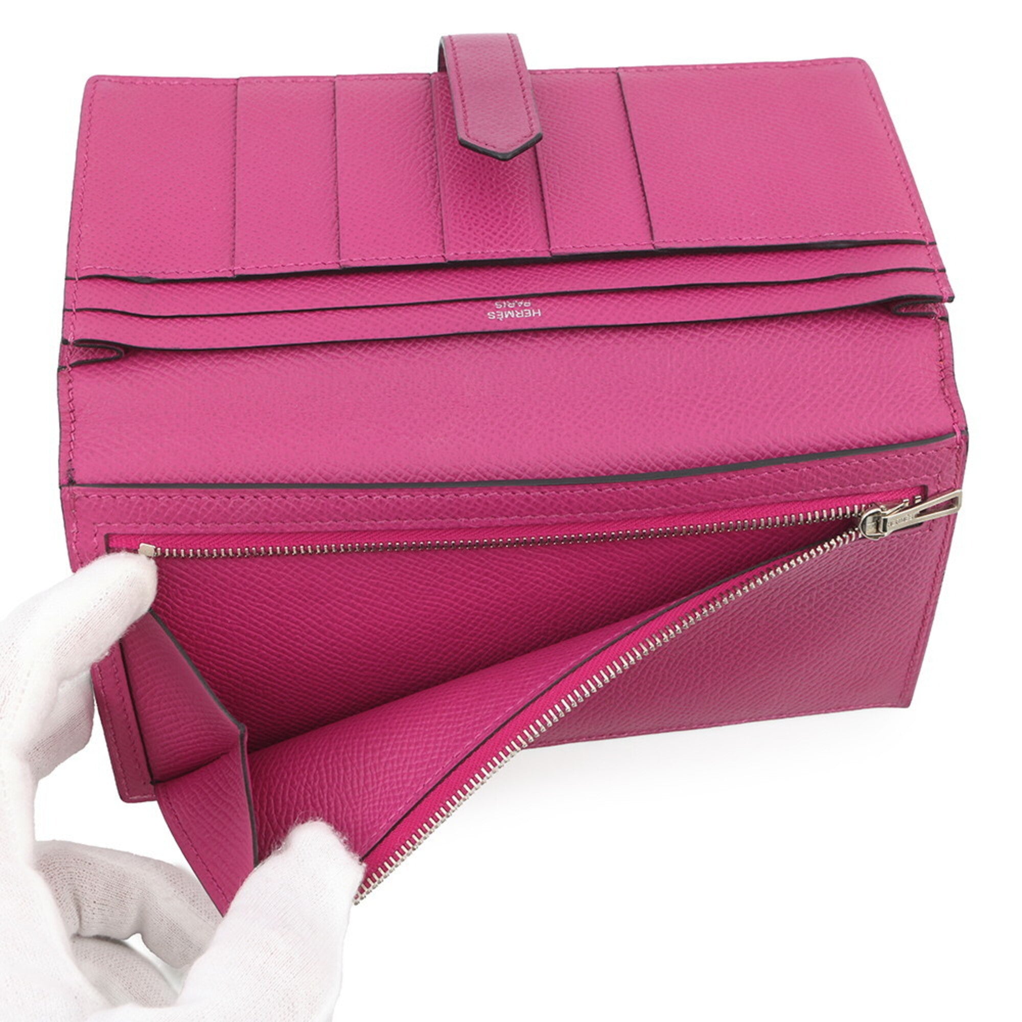 Hermes Rose Purple Epsom Leather Long Wallet (Bi-Fold) (Pre-Owned)