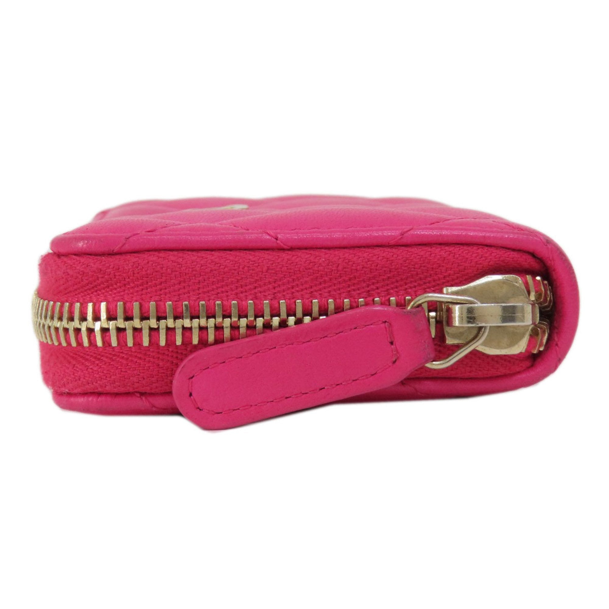 Chanel Matelasse Pink Leather Coin Purse/Coin Case (Pre-Owned)