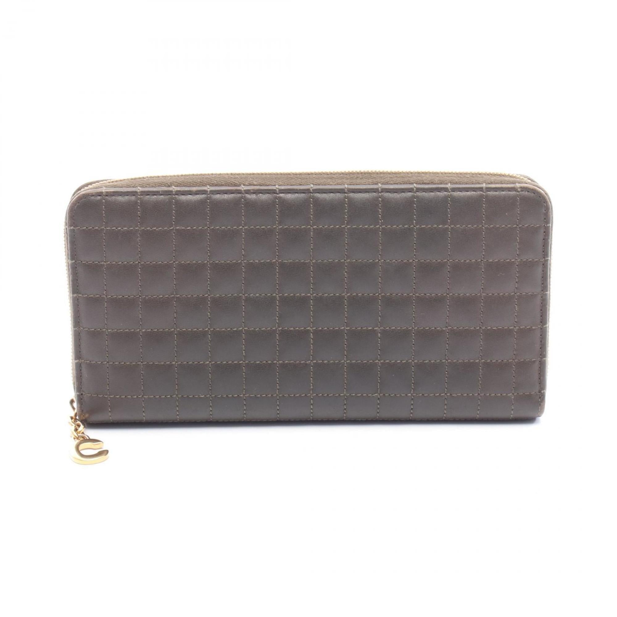 Celine Khaki Leather Long Wallet (Bi-Fold) (Pre-Owned)