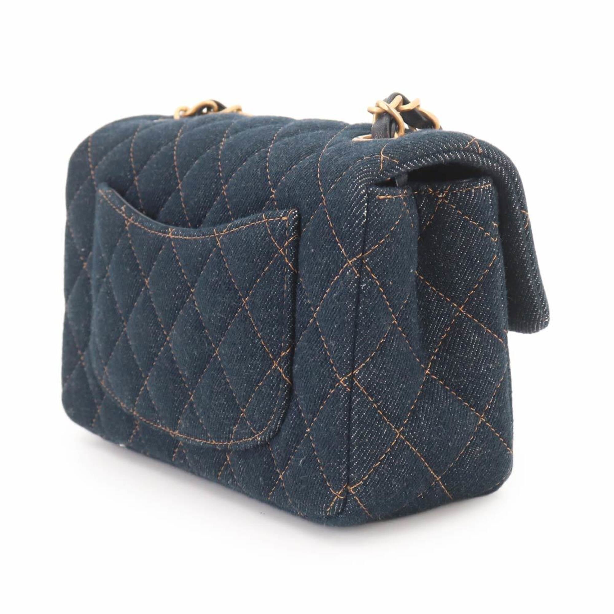 Chanel Dark Blue Denim Handbag Shoulder Bag (Pre-Owned)