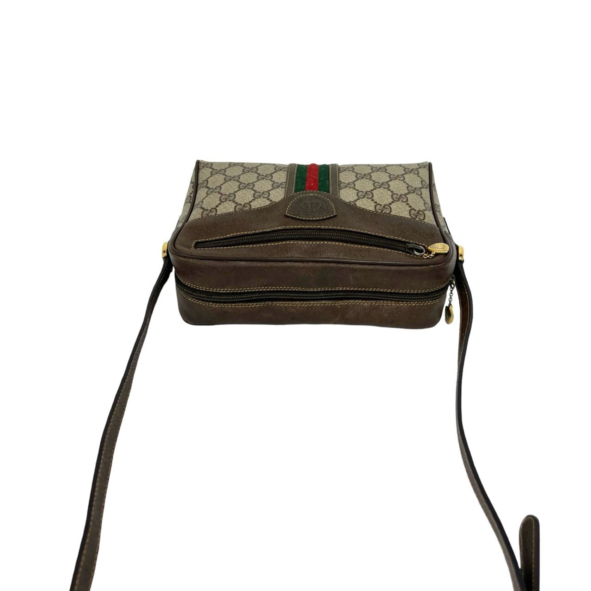 Gucci Brown Green Red Color Leather Pvc Pochette Shoulder Bag (Pre-Owned)