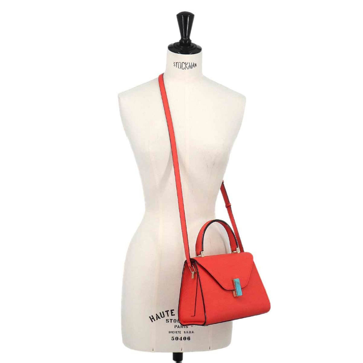 Valextra Red Color Leather Handbag (Pre-Owned)