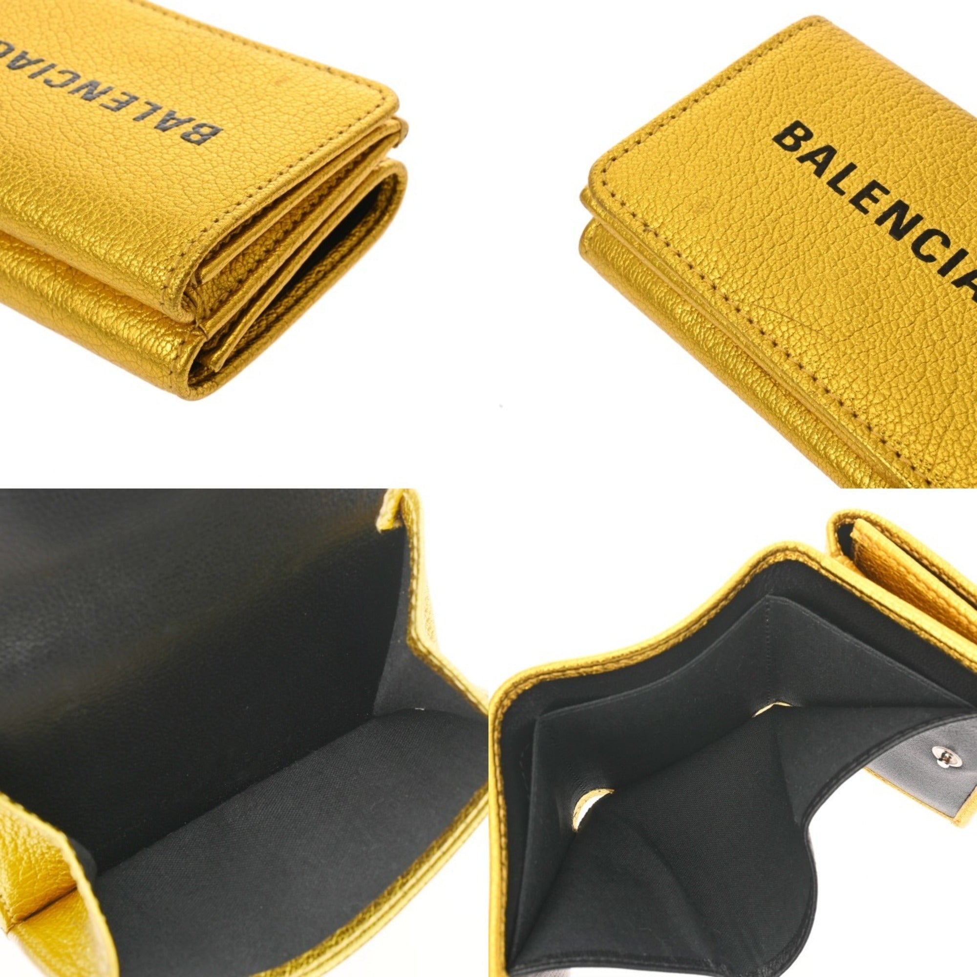 Balenciaga Metallic Gold Leather Wallet (Tri-Fold) (Pre-Owned)