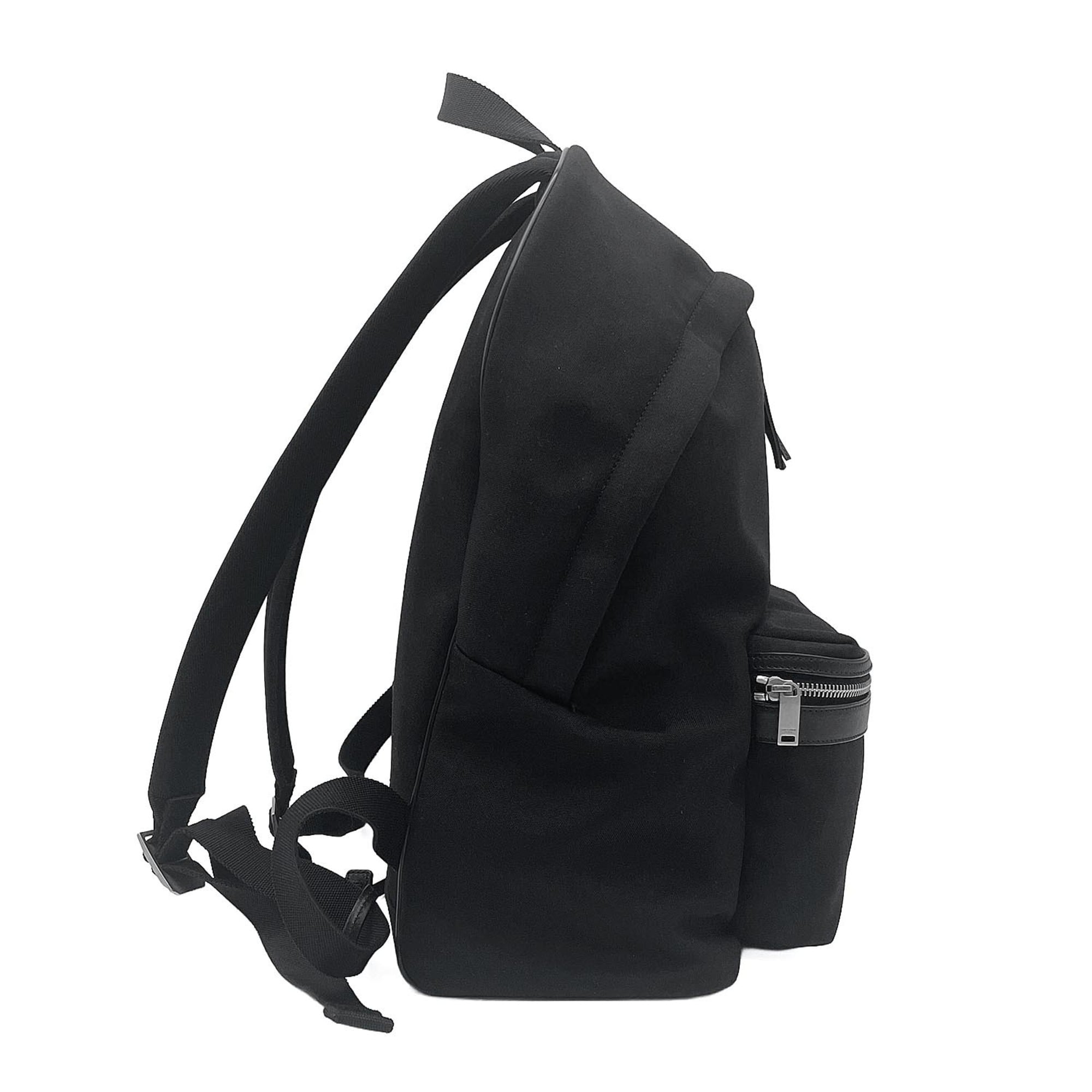 Yves Saint Laurent Black Canvas Leather Backpack (Pre-Owned)