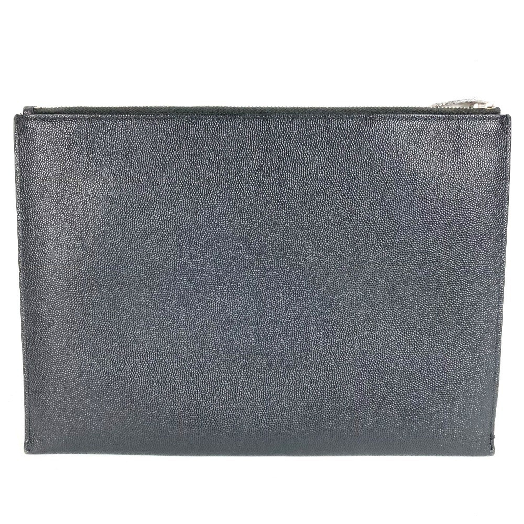 Saint Laurent Black Leather Clutch Bag Pouch (Pre-Owned)