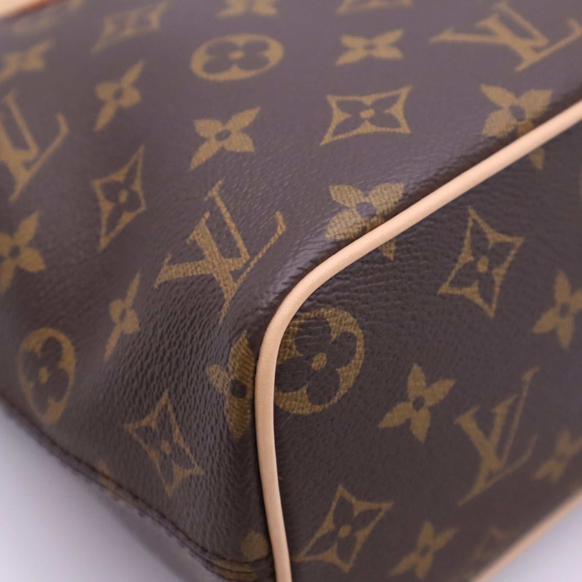 Louis Vuitton Monogram Beige Brown Coated Canvas Leather Handbag (Pre-Owned)