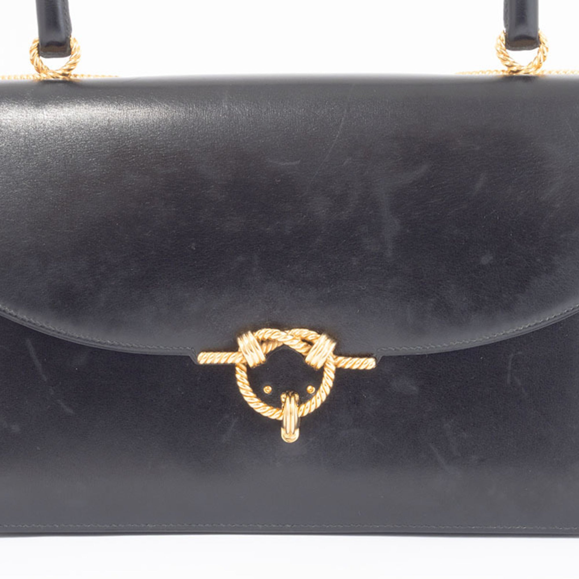 Hermes Black Box Calf Leather Handbag (Pre-Owned)