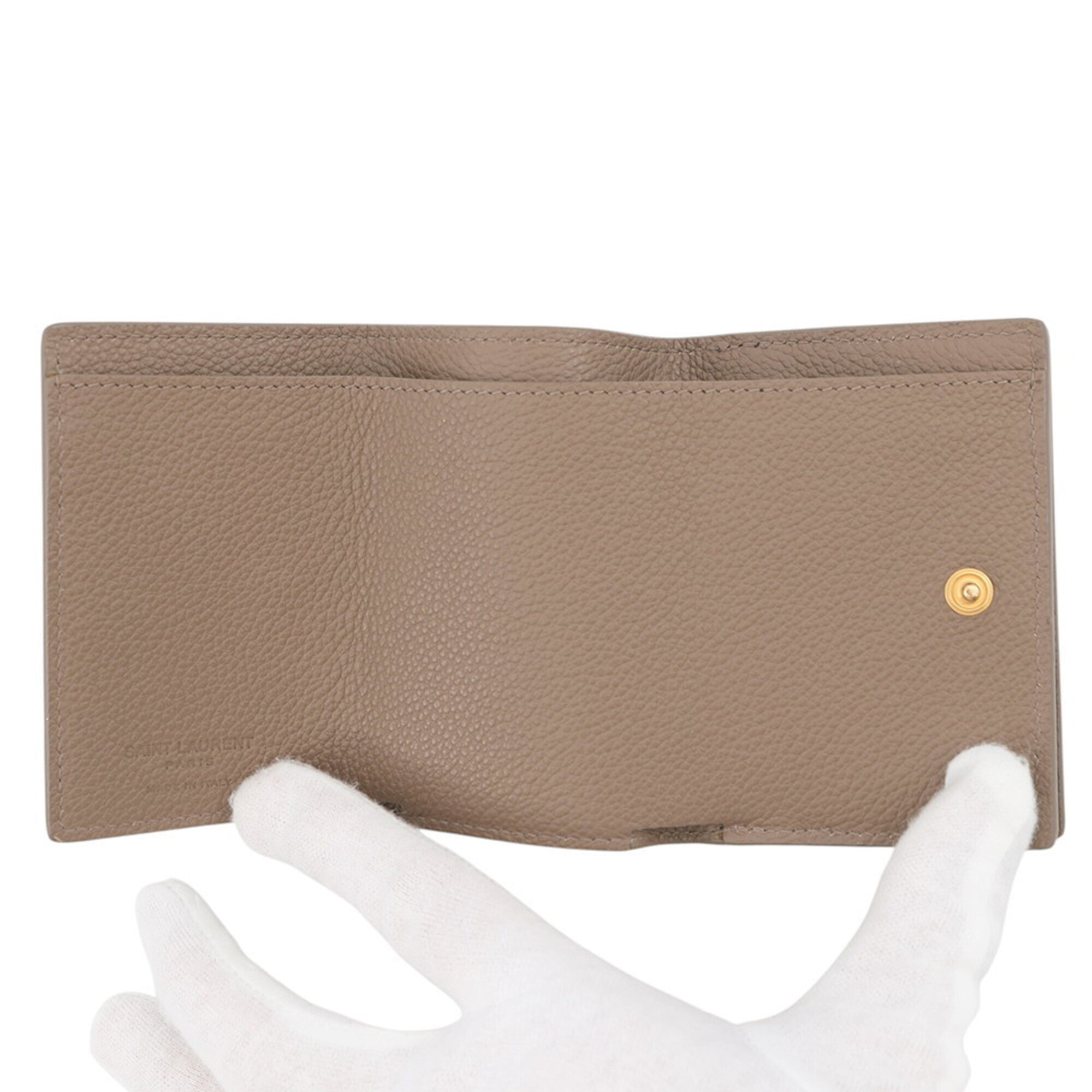 Yves Saint Laurent Brown Leather Wallet (Tri-Fold) (Pre-Owned)
