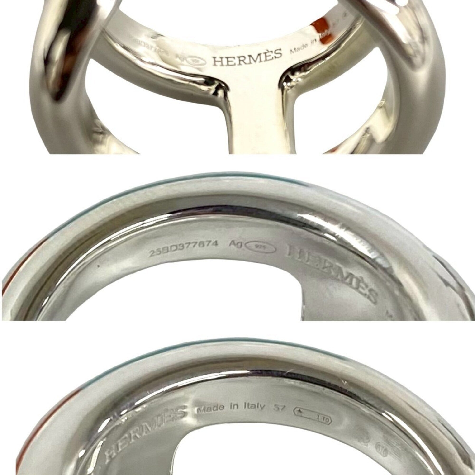 Hermes Silver Silver 925 Band Ring (Pre-Owned)