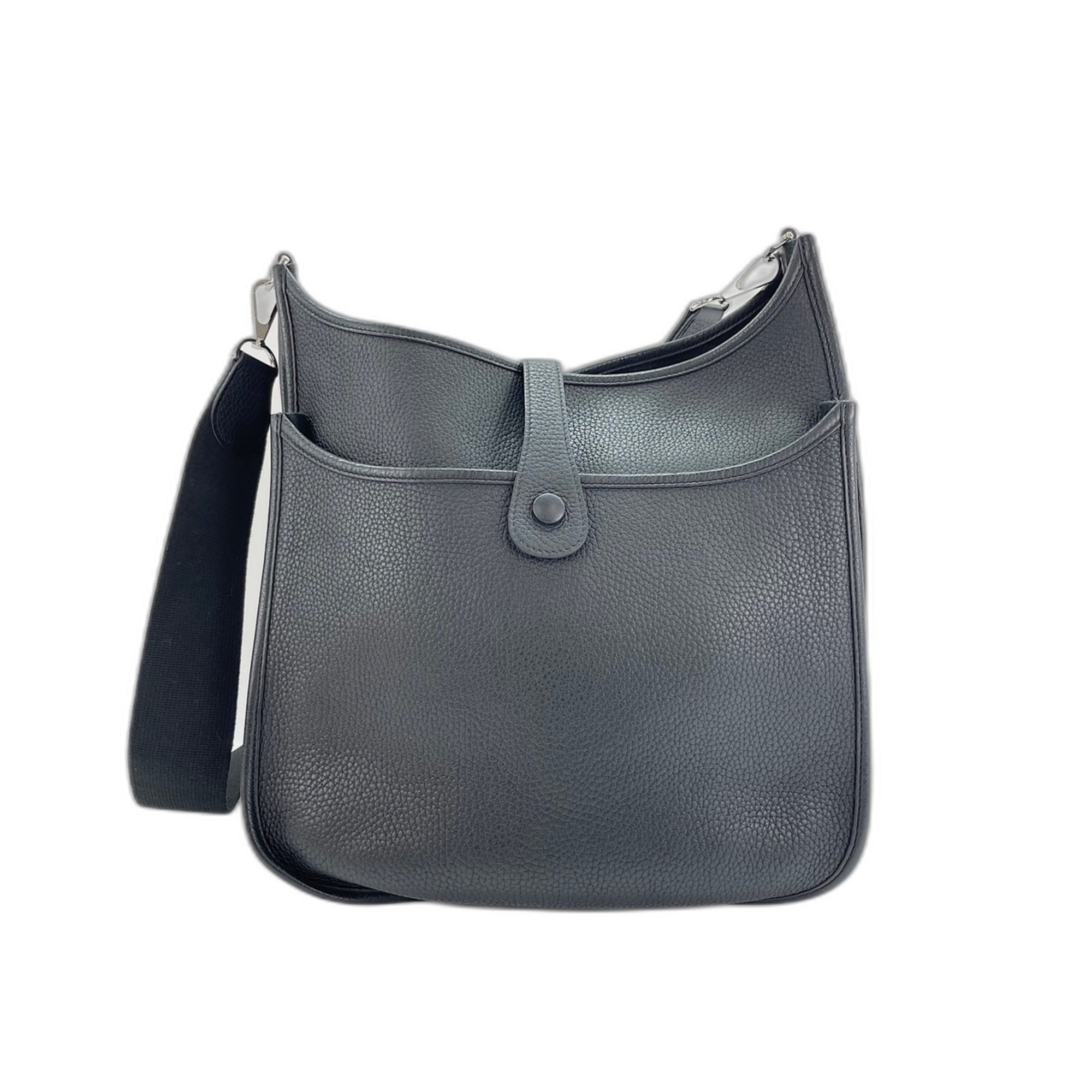 Hermes Black Taurillon Clemence Leather Shoulder Bag (Pre-Owned)