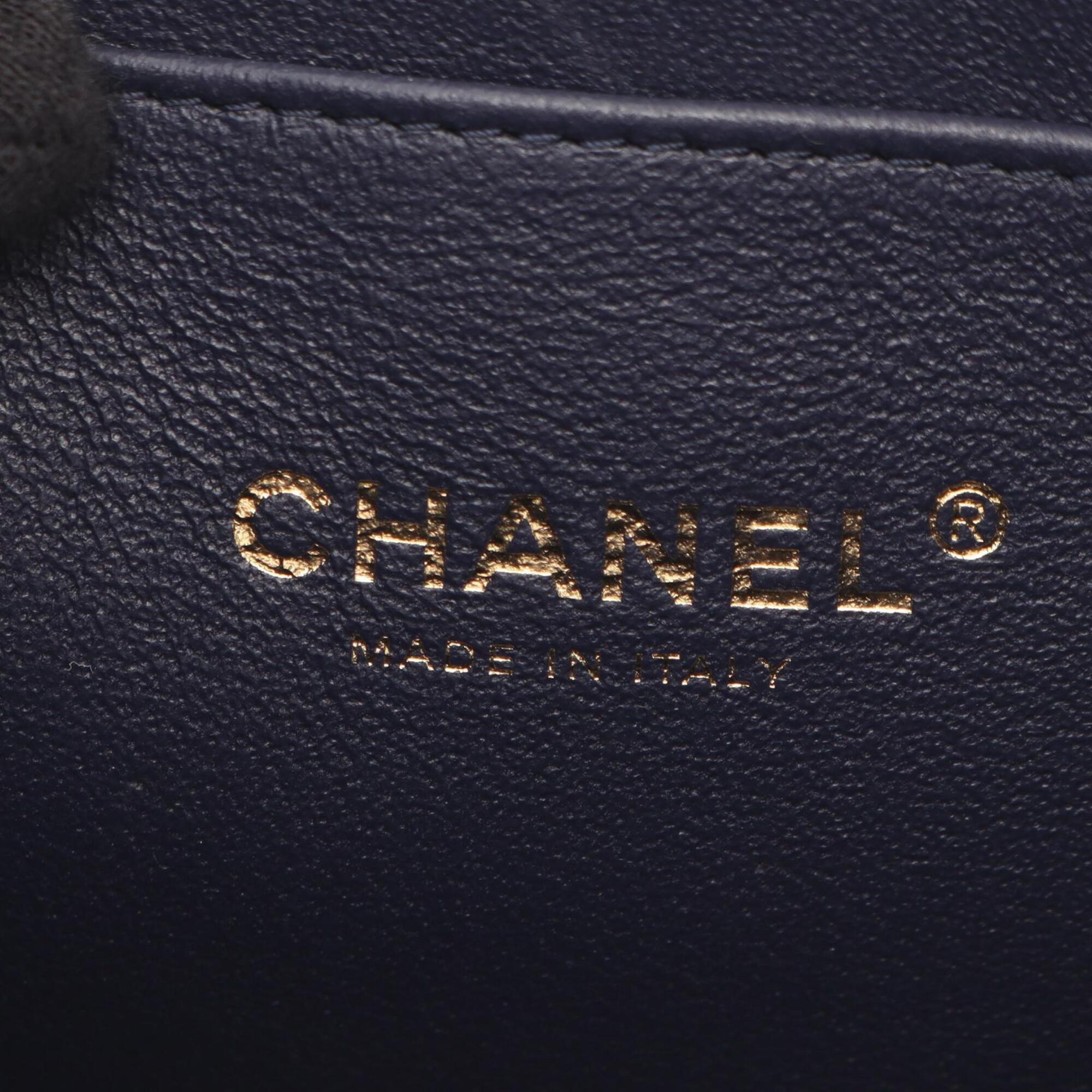 Chanel Navy Grained Calfskin Handbag Shoulder Bag Vanity Bag (Pre-Owned)