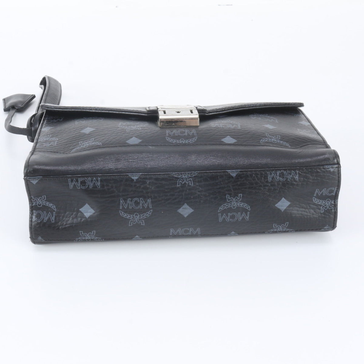 Mcm Black Leather Coated Canvas Clutch Bag Pouch (Pre-Owned)