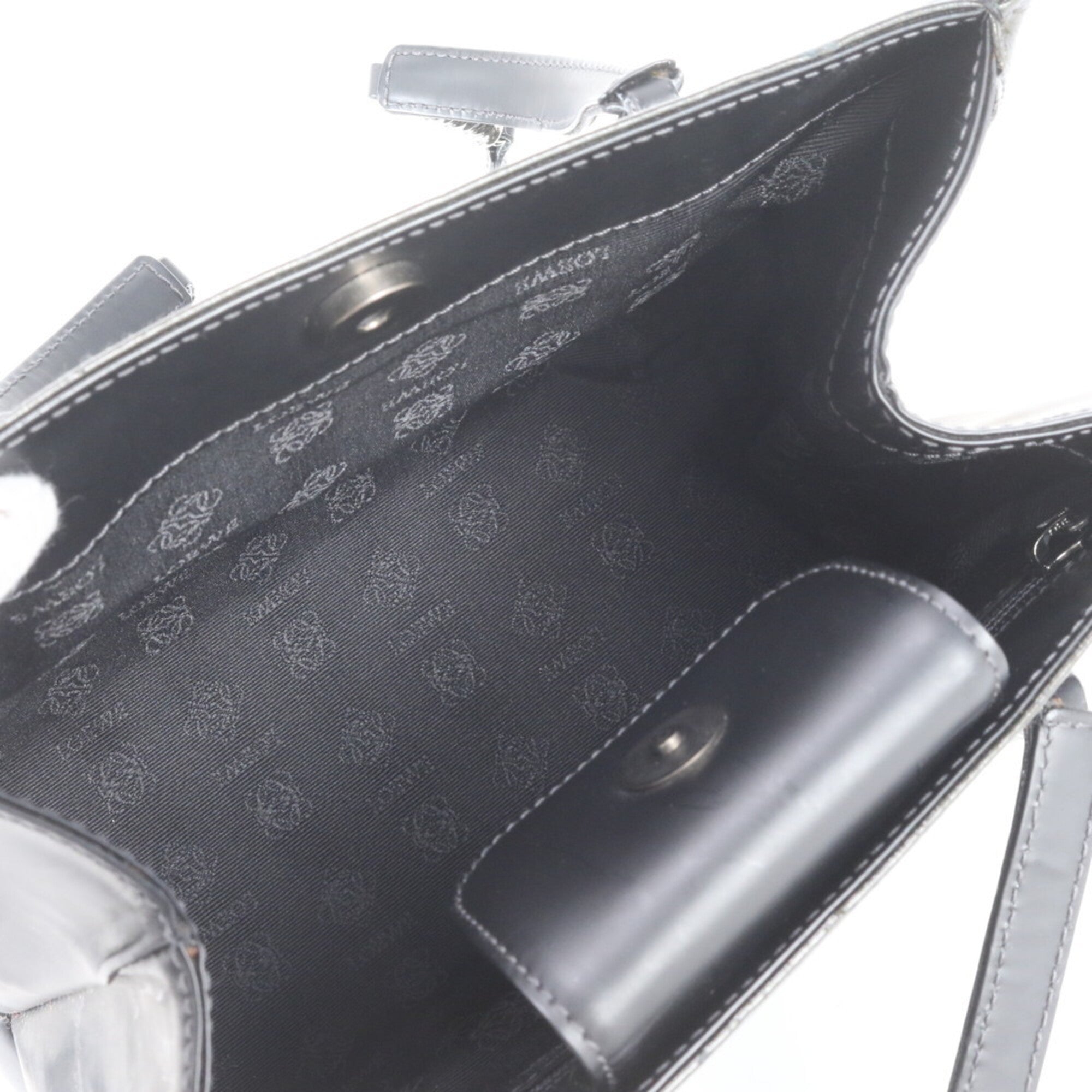 Loewe Black Green Khaki Leather Handbag Shoulder Bag Tote Bag (Pre-Owned)