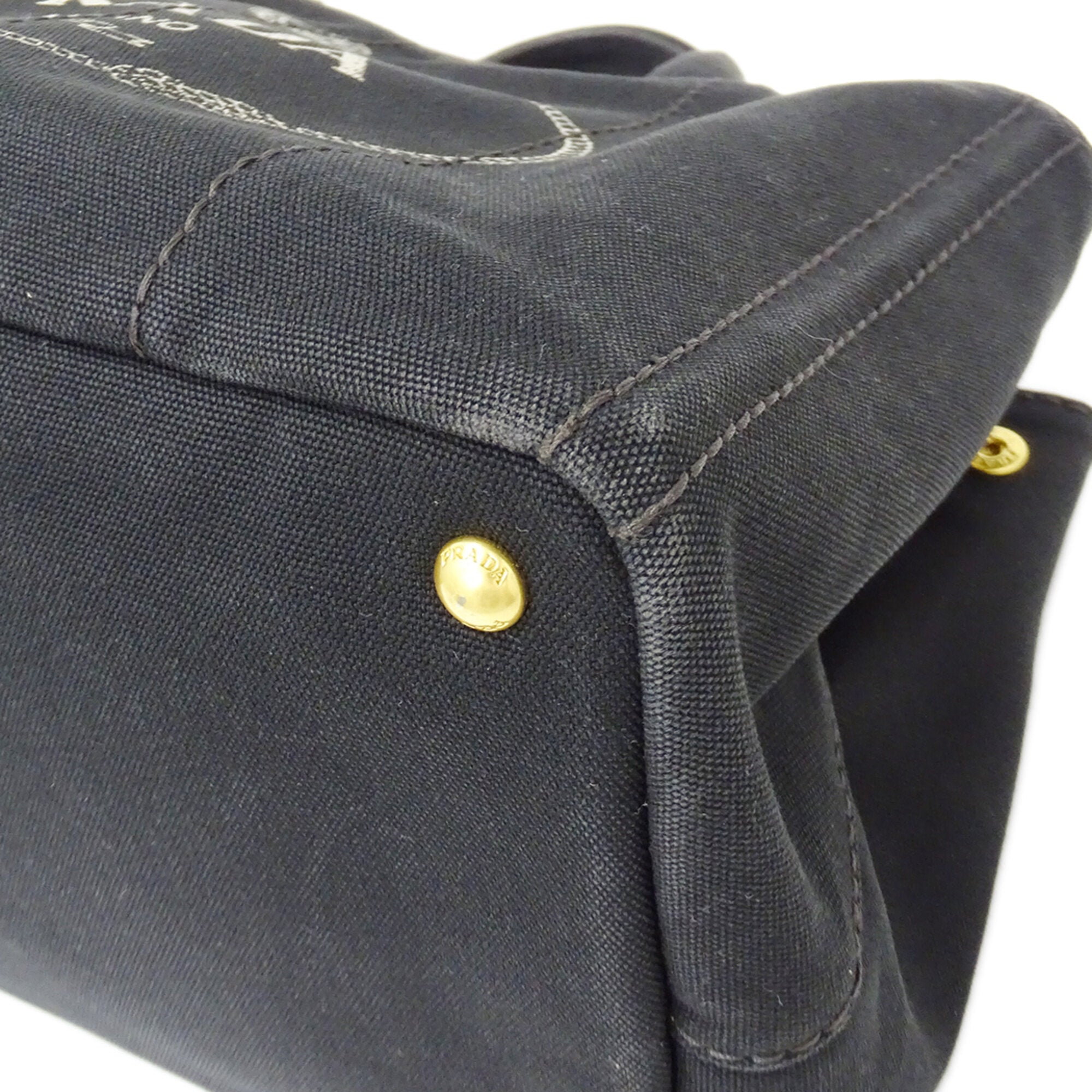 Prada Black Canvas Handbag Shoulder Bag Tote Bag (Pre-Owned)