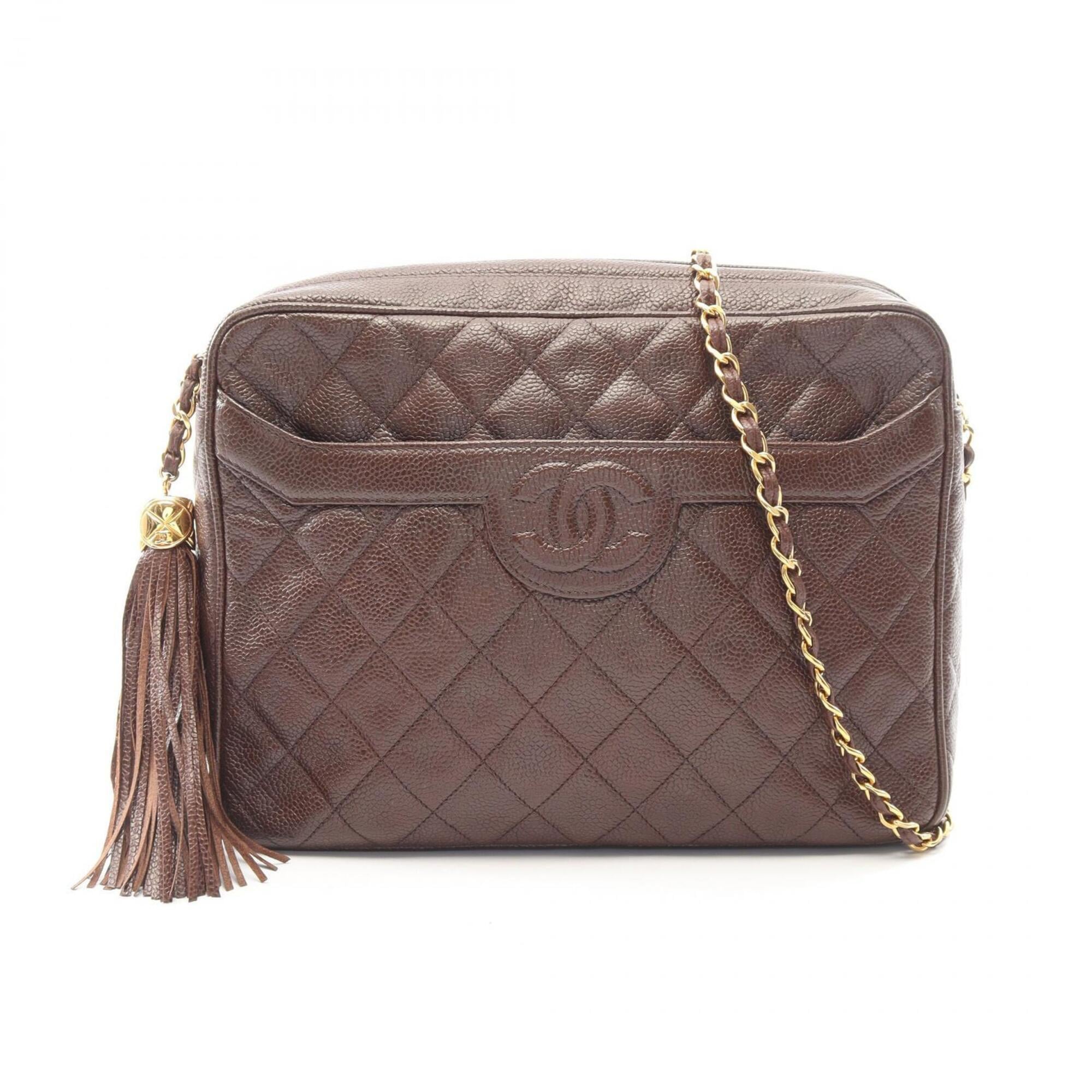 Chanel Brown Grained Calfskin Handbag Shoulder Bag (Pre-Owned)