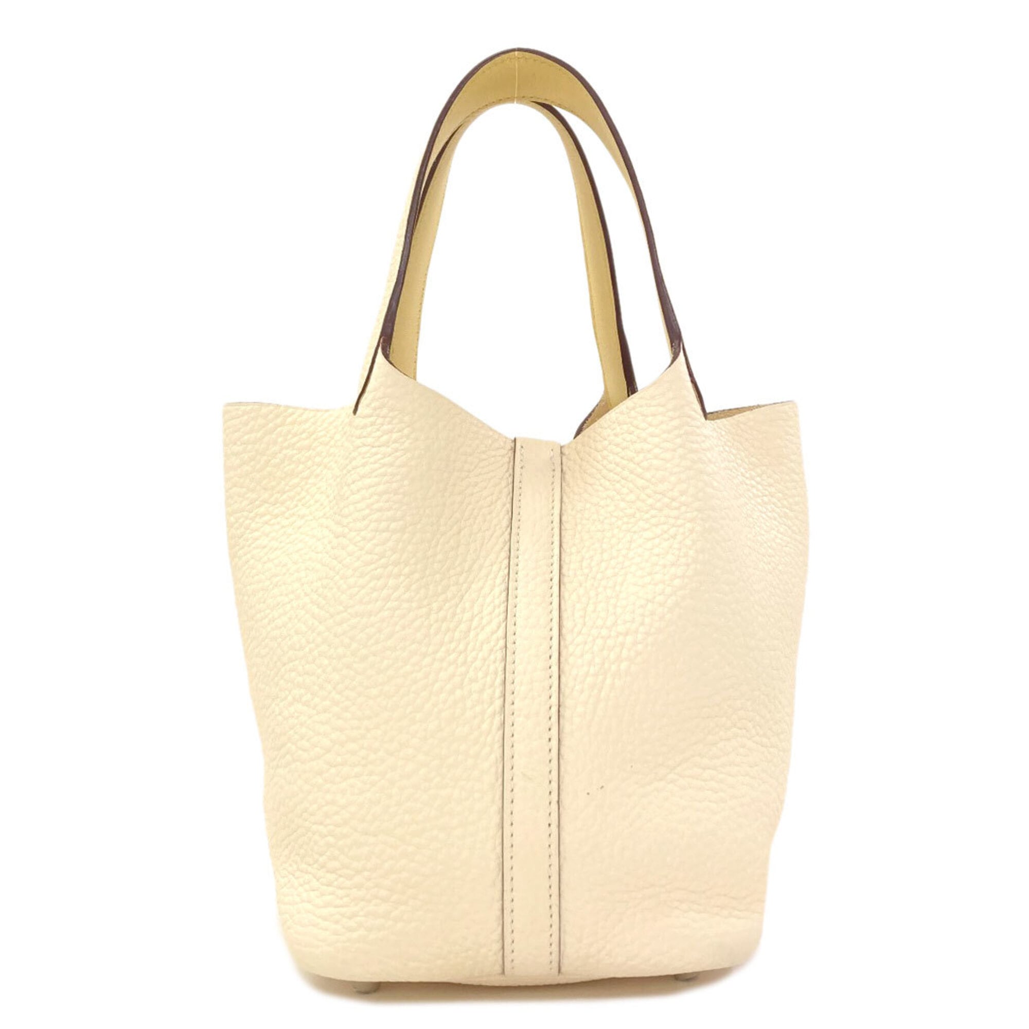 Hermes Picotin Cream Taurillon Clemence Leather Handbag (Pre-Owned)