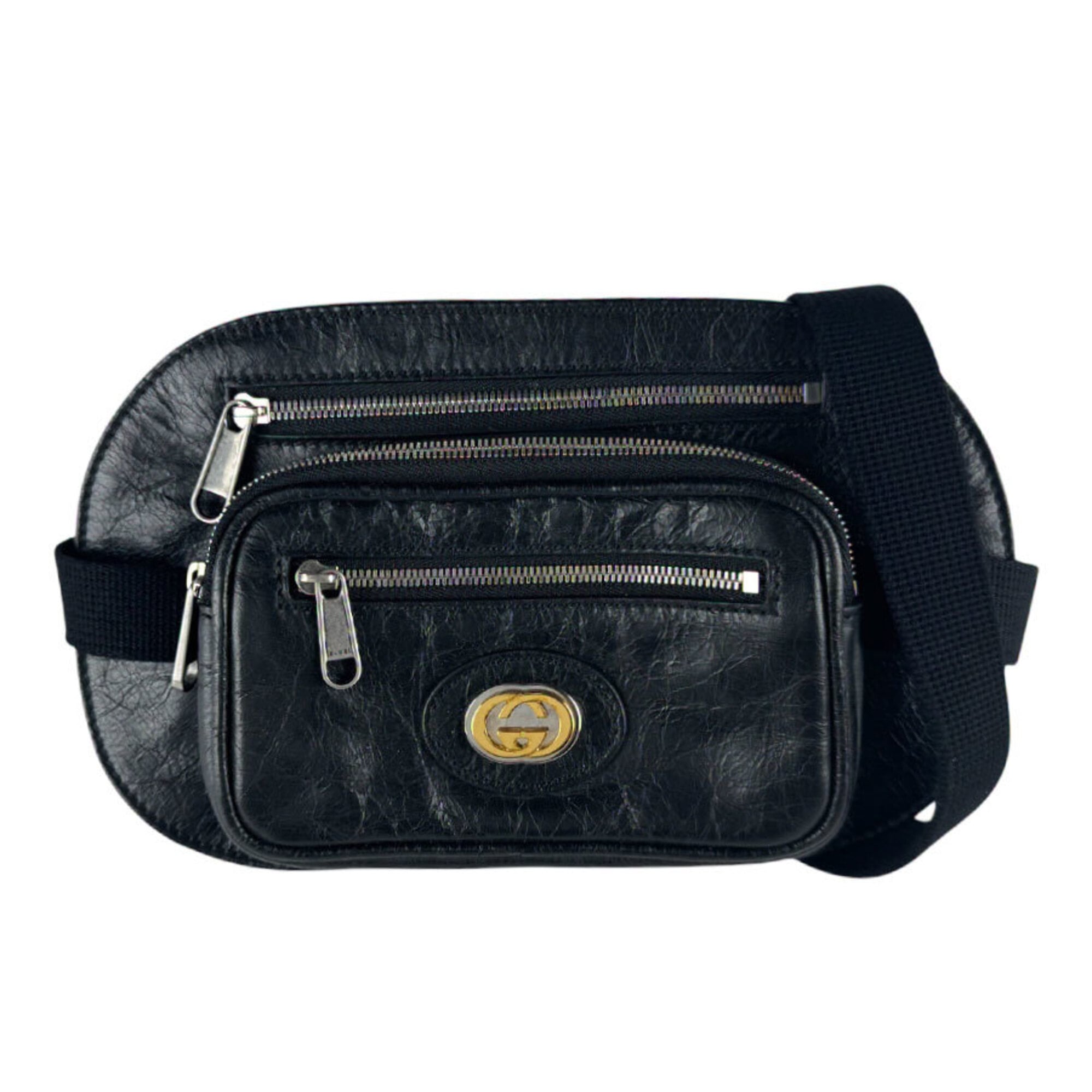 Gucci Black Leather Fanny Pack Sling Bag (Pre-Owned)