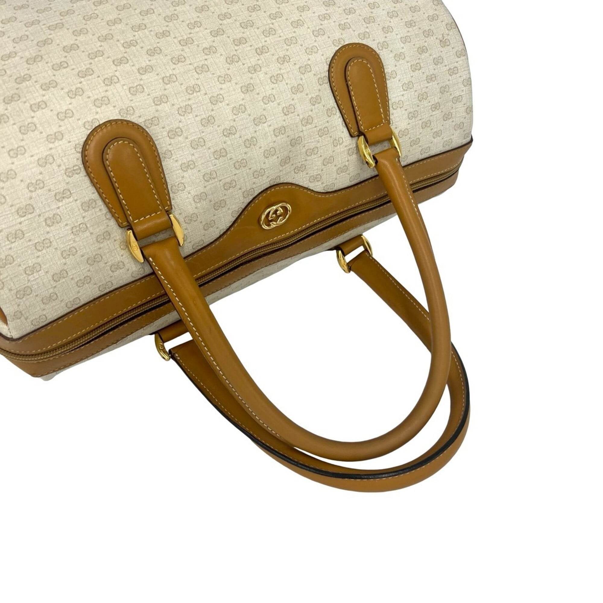 Gucci Beige Leather Pvc Boston Bag Handbag (Pre-Owned)
