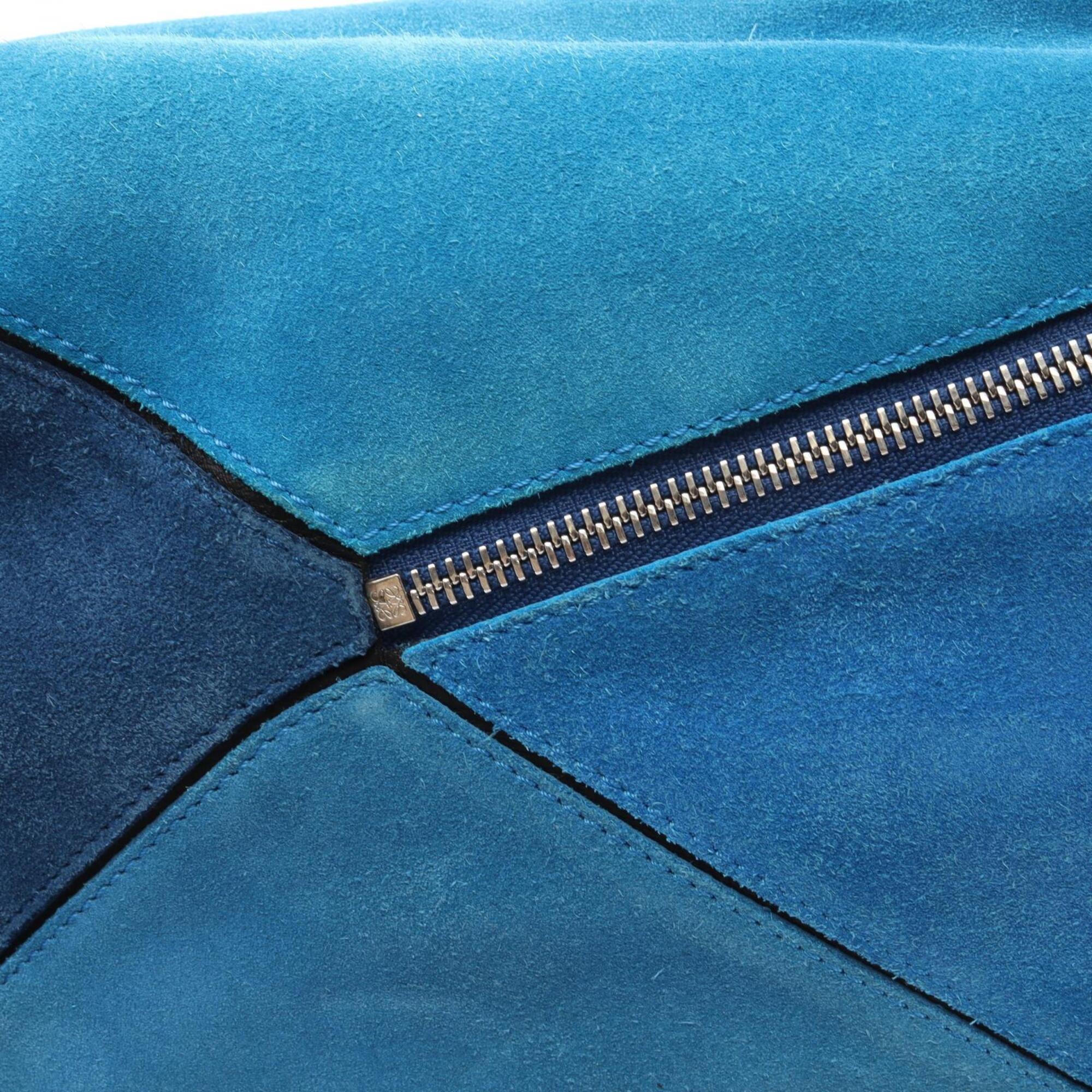 Loewe Black Blue Leather Suede Handbag (Pre-Owned)