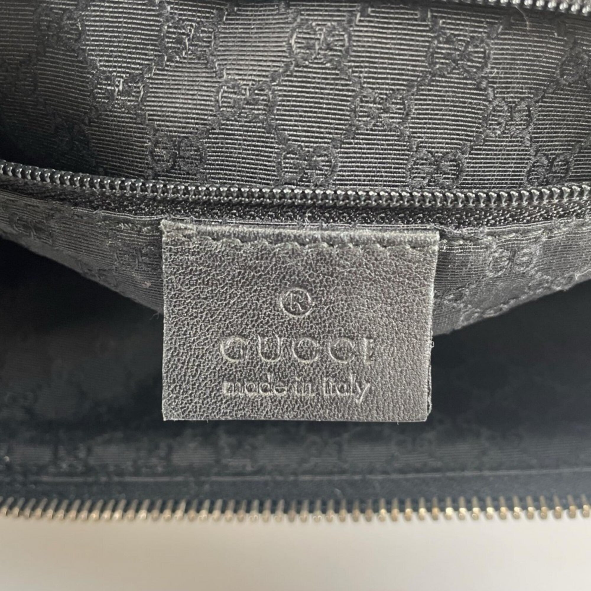 Gucci Black White Leather Handbag (Pre-Owned)