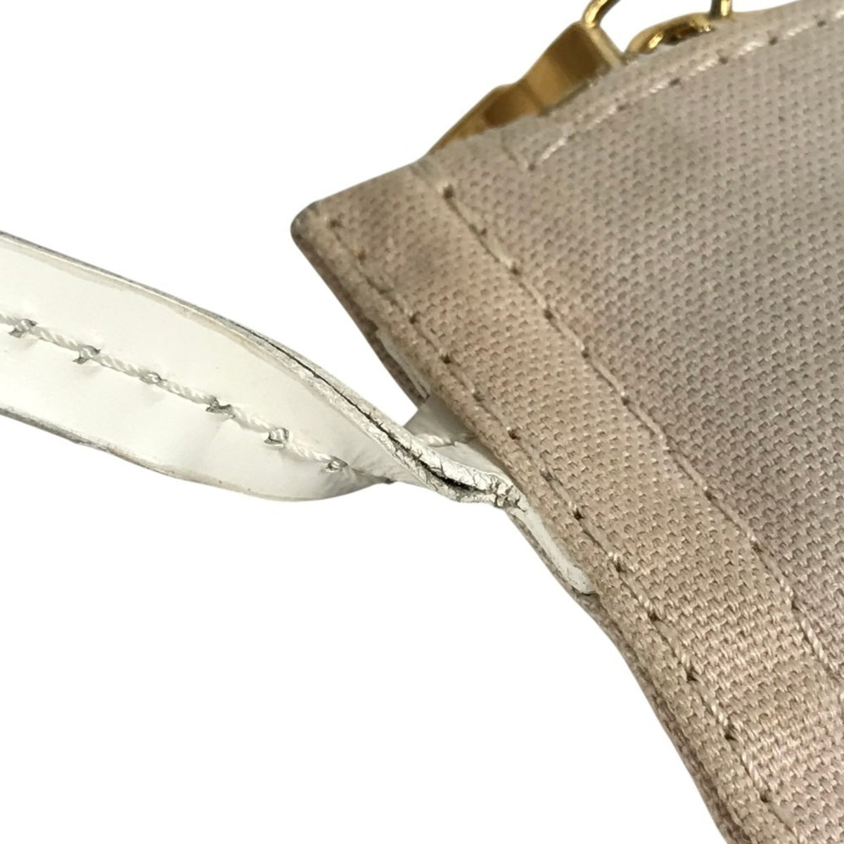 Louis Vuitton Pink Beige Canvas Leather Handbag Pouch Shoulder Bag (Pre-Owned)