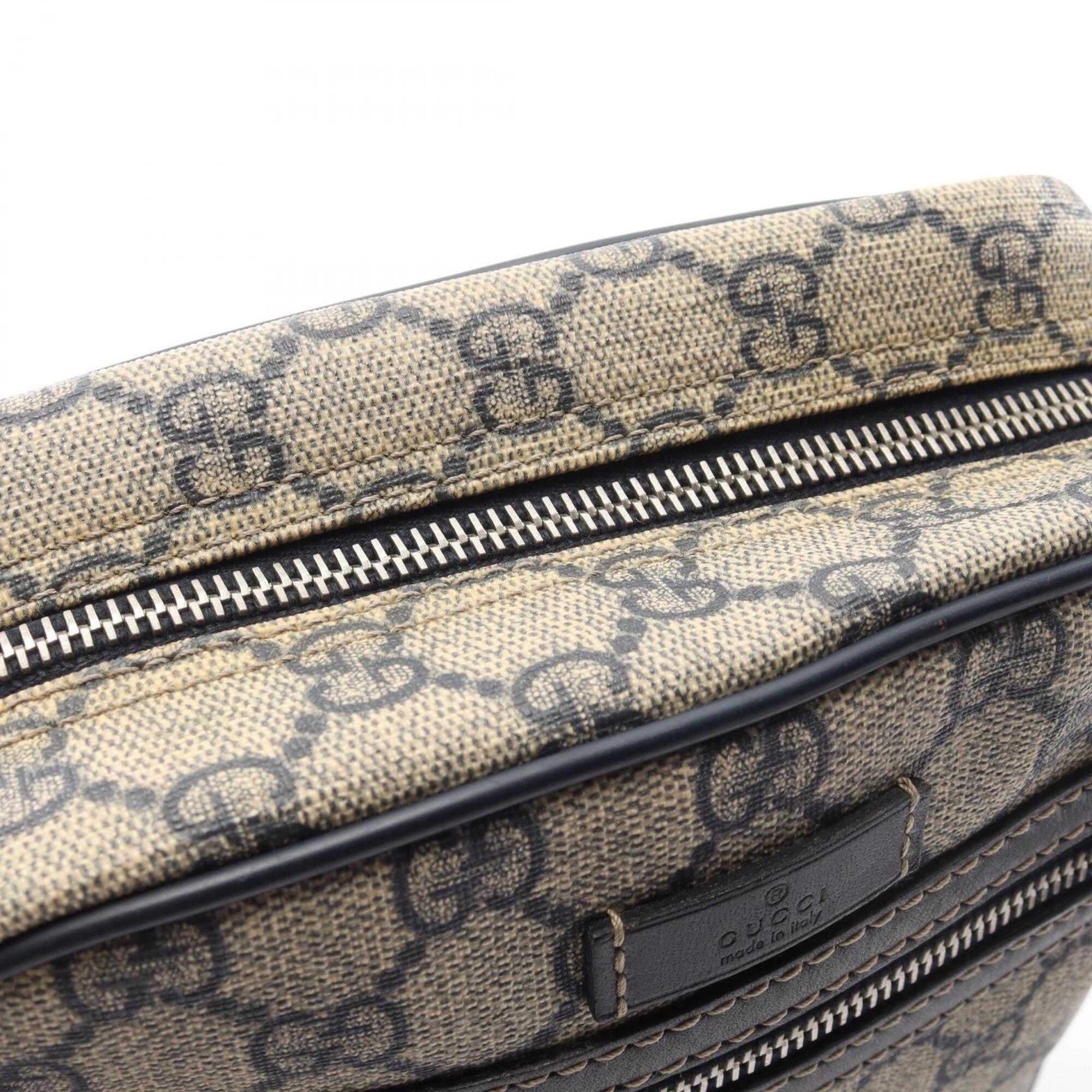 Gucci Beige Navy Gg Supreme Leather Handbag Shoulder Bag (Pre-Owned)