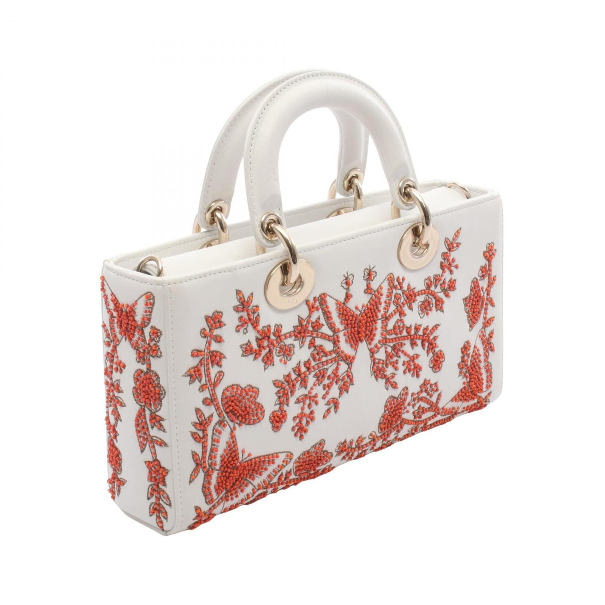 Christian Dior Orange White Leather Handbag (Pre-Owned)