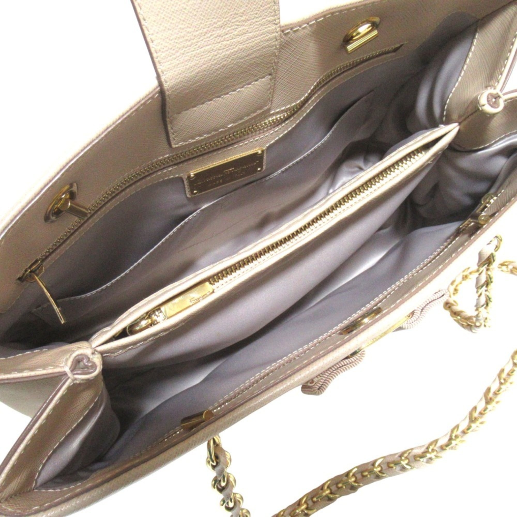 Salvatore Ferragamo Beige Shoulder Bag Tote Bag (Pre-Owned)