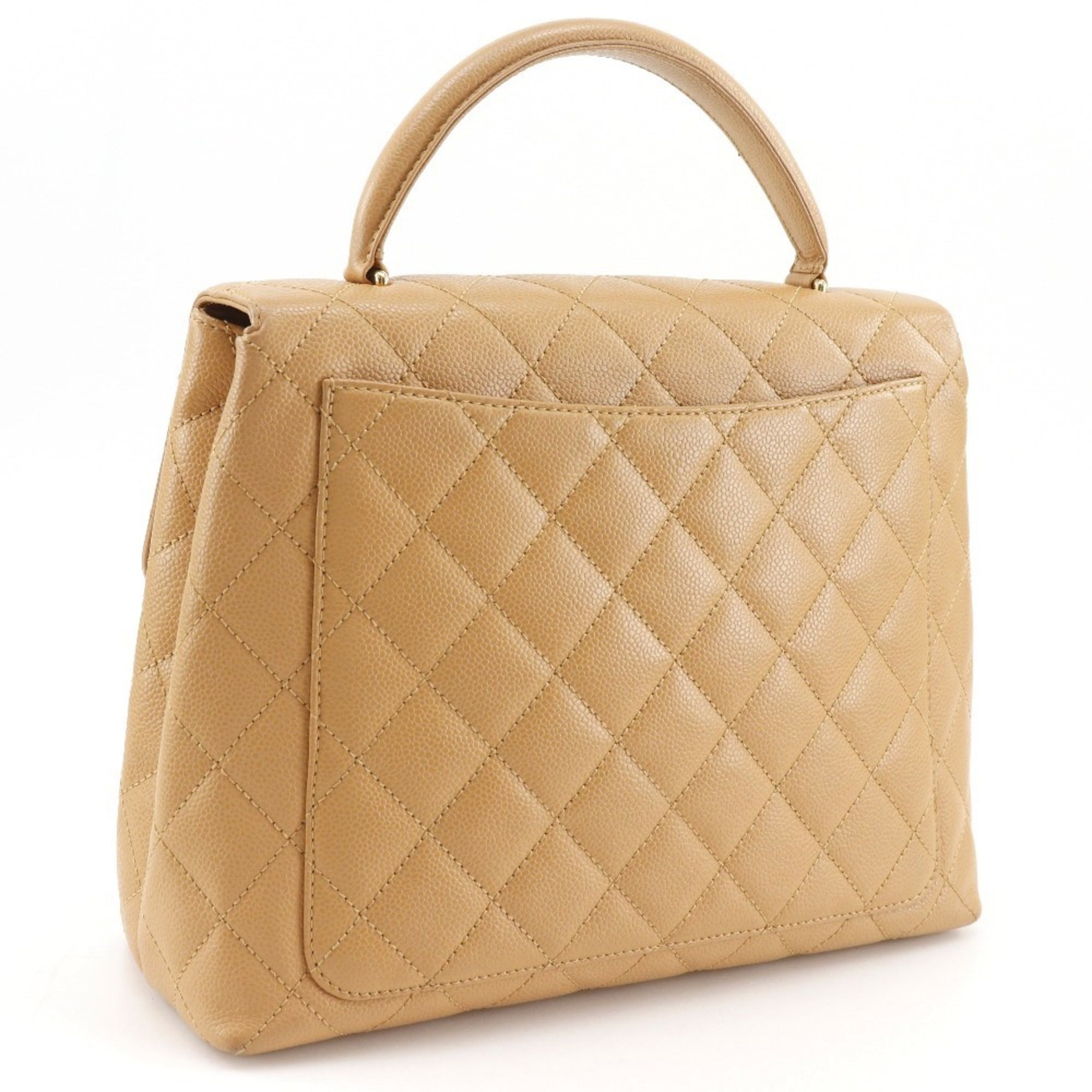 Chanel Beige Grained Calfskin Handbag (Pre-Owned)