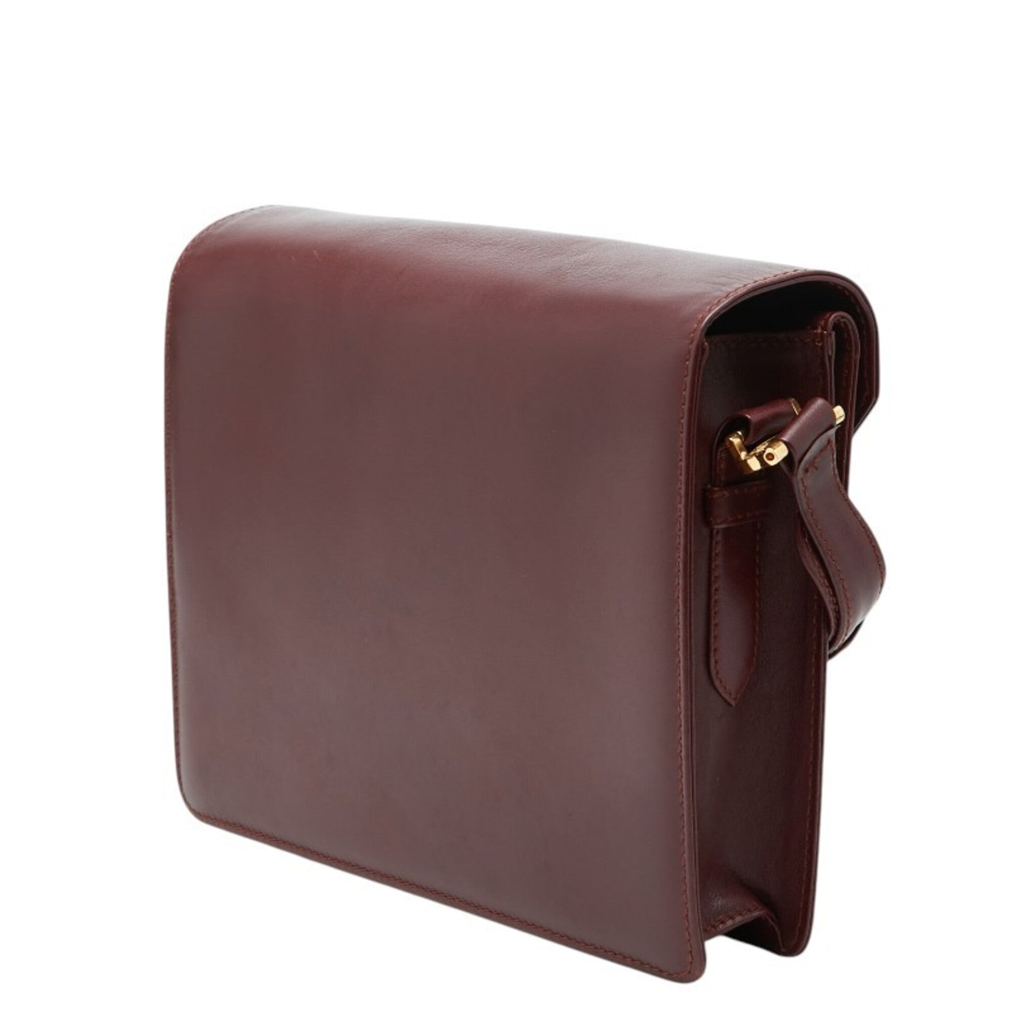 Cartier Must Bordeaux Wine Red Leather Shoulder Bag (Pre-Owned)