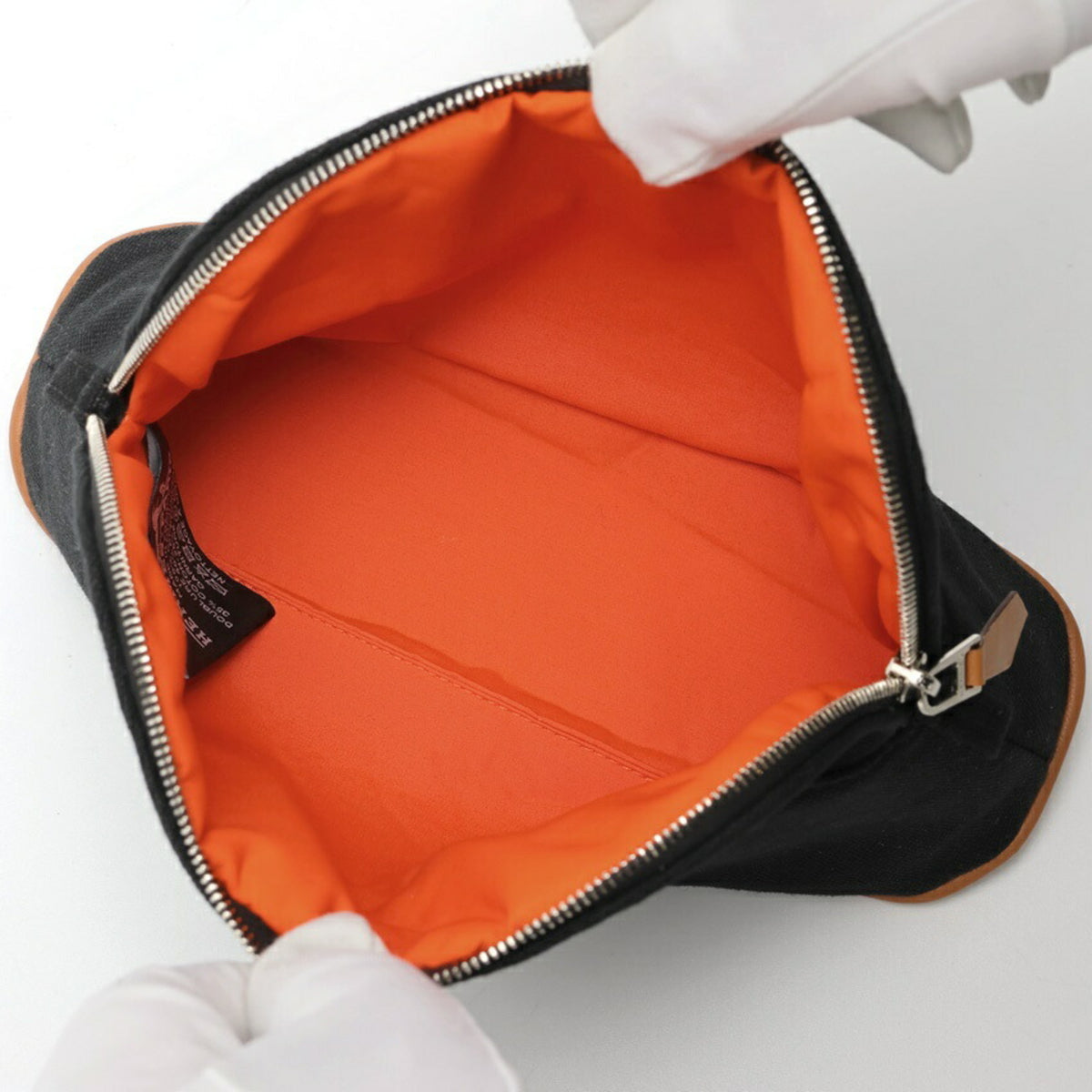 Hermes Black Canvas Leather Pouch (Pre-Owned)