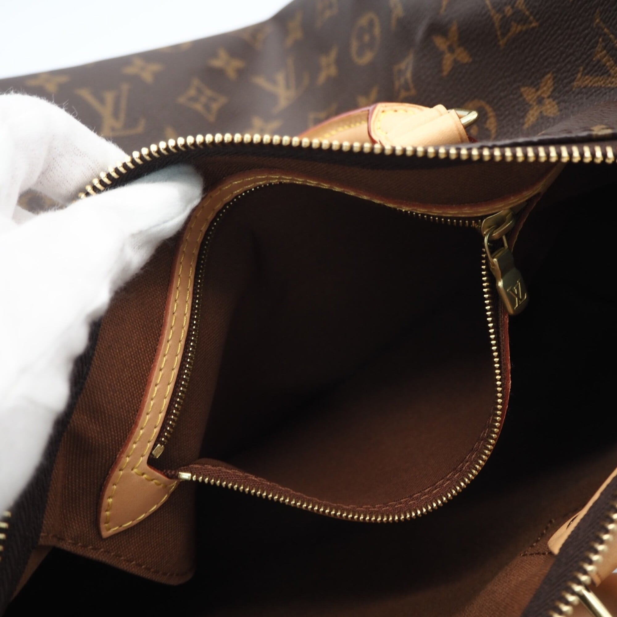 Louis Vuitton Beige Brown Coated Canvas Handbag (Pre-Owned)