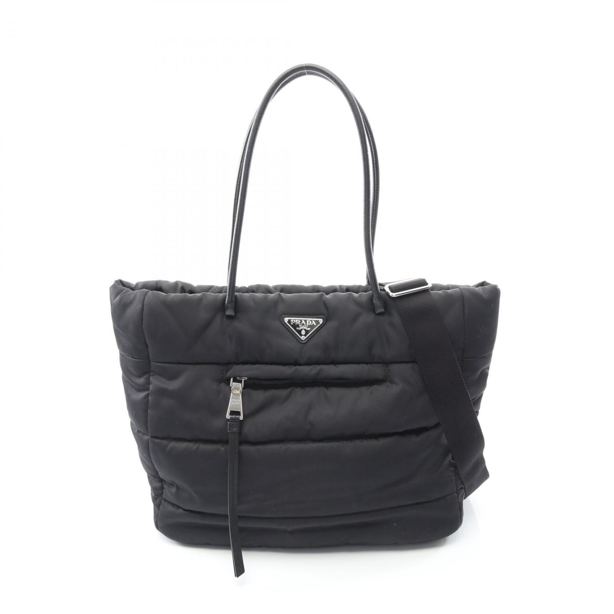 Prada Black Nylon Leather Tote Bag (Pre-Owned)